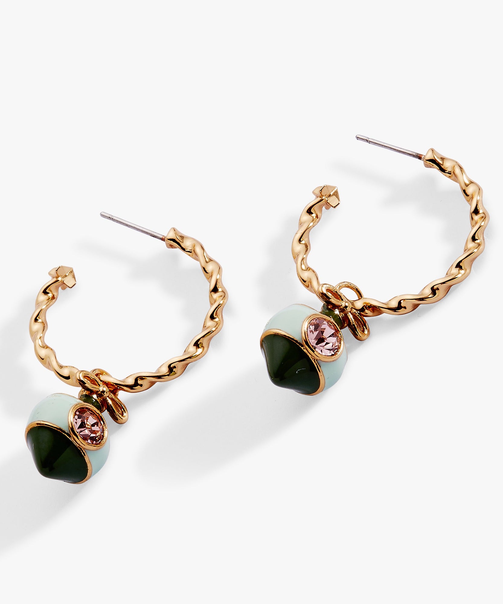 Crystal Bow & Ornament Twisted Hoop Earrings