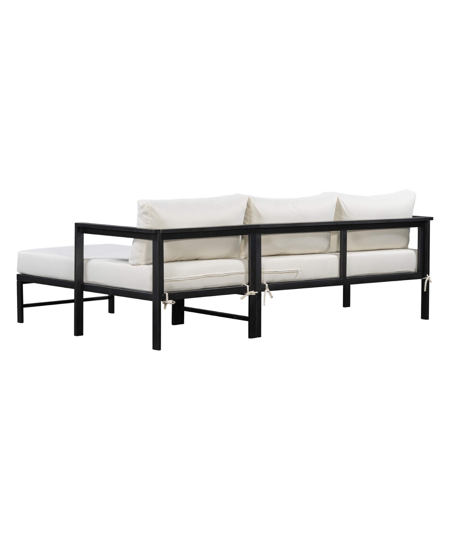 Alora Outdoor 3-Person L-Shaped Patio Sofa With Iron Frame And Thick Cushions [No Coffee Table] (SAK70213)