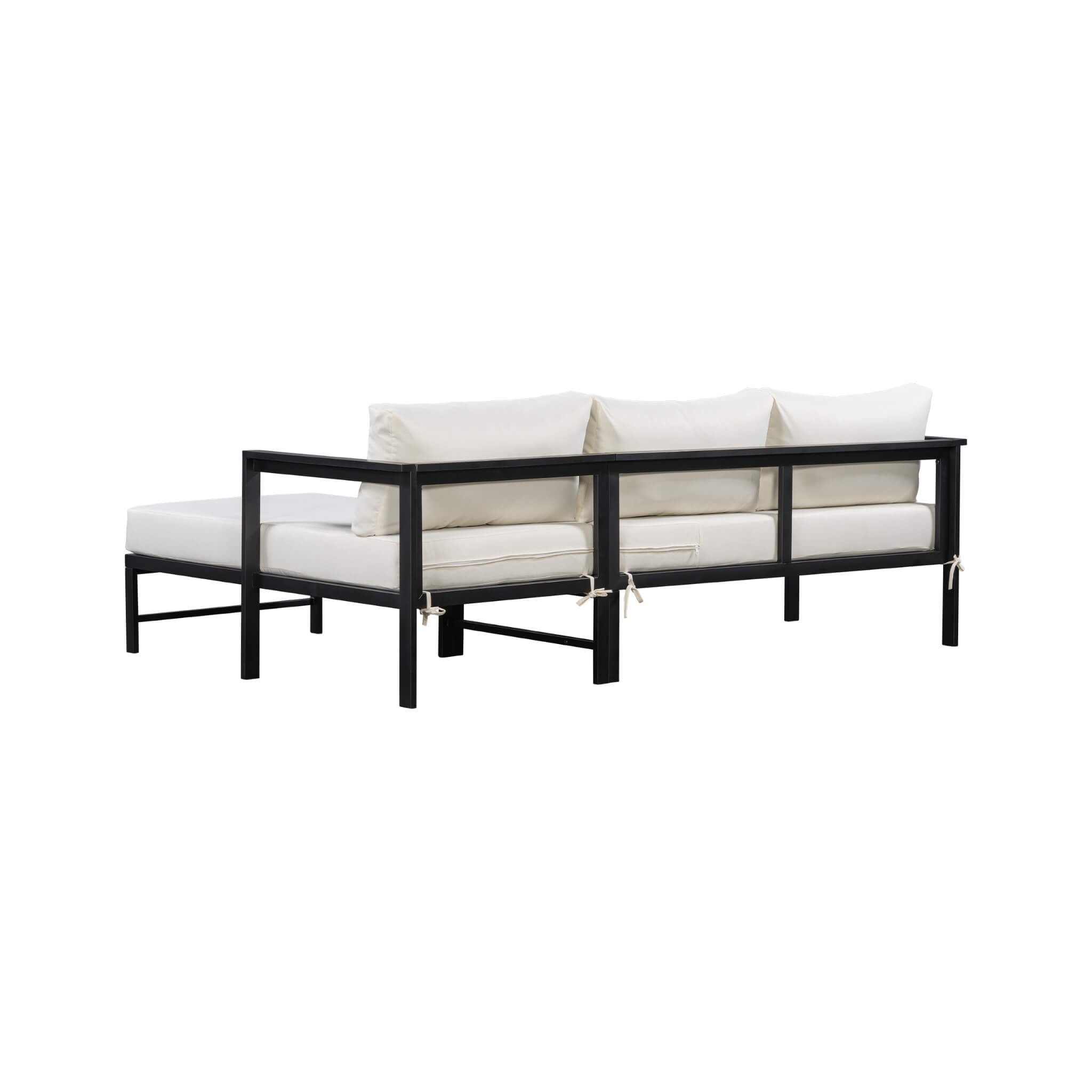 Alora Outdoor 3-Person L-Shaped Patio Sofa With Iron Frame And Thick Cushions [No Coffee Table] (SAK70213)