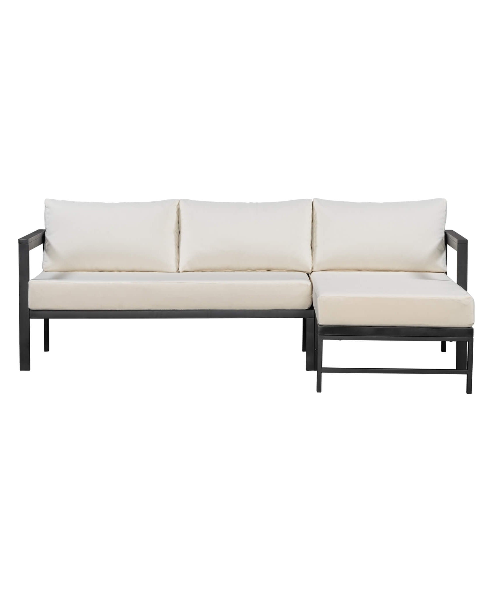 Alora Outdoor 3-Person L-Shaped Patio Sofa With Iron Frame And Thick Cushions [No Coffee Table] (SAK70213)