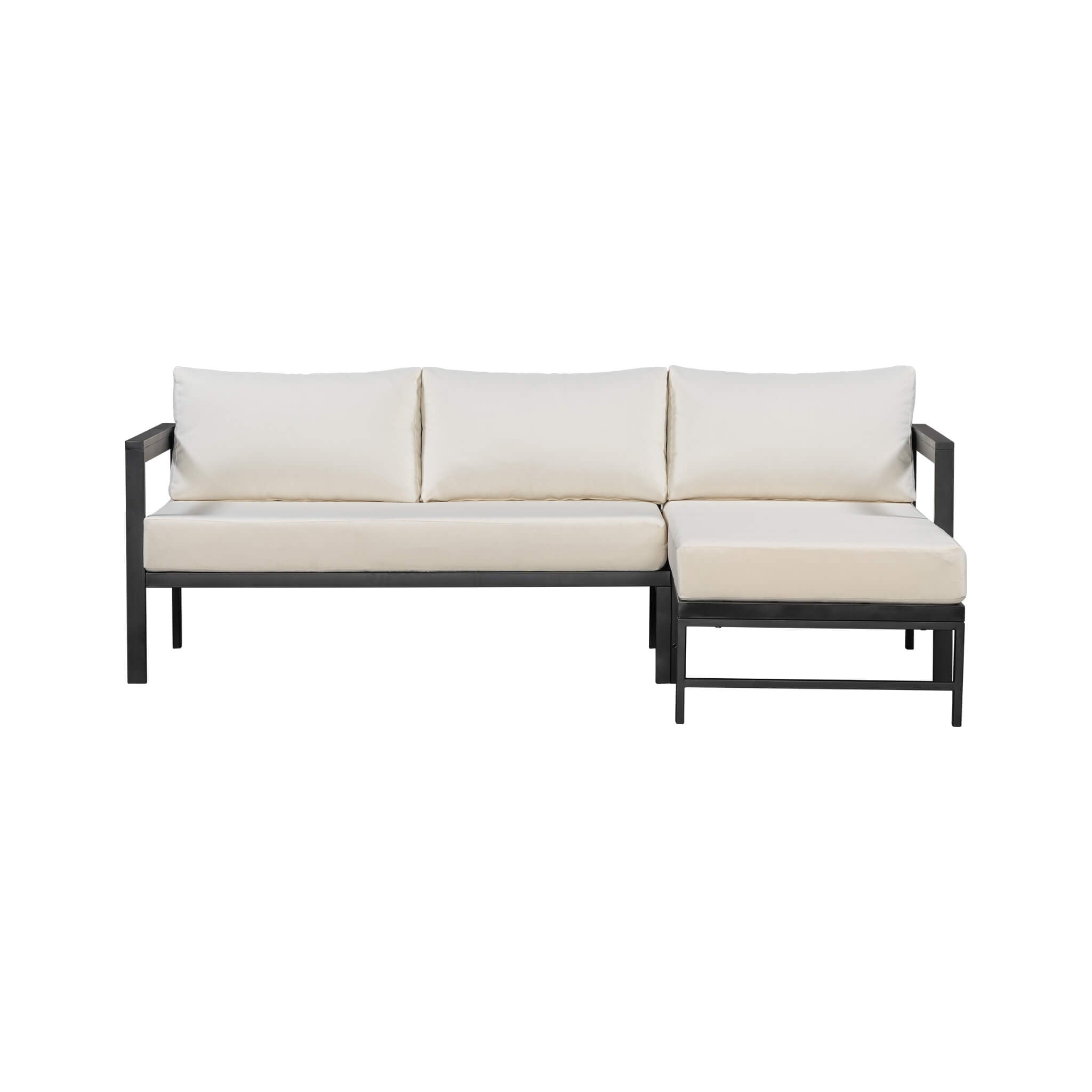 Alora Outdoor 3-Person L-Shaped Patio Sofa With Iron Frame And Thick Cushions [No Coffee Table] (SAK70213)