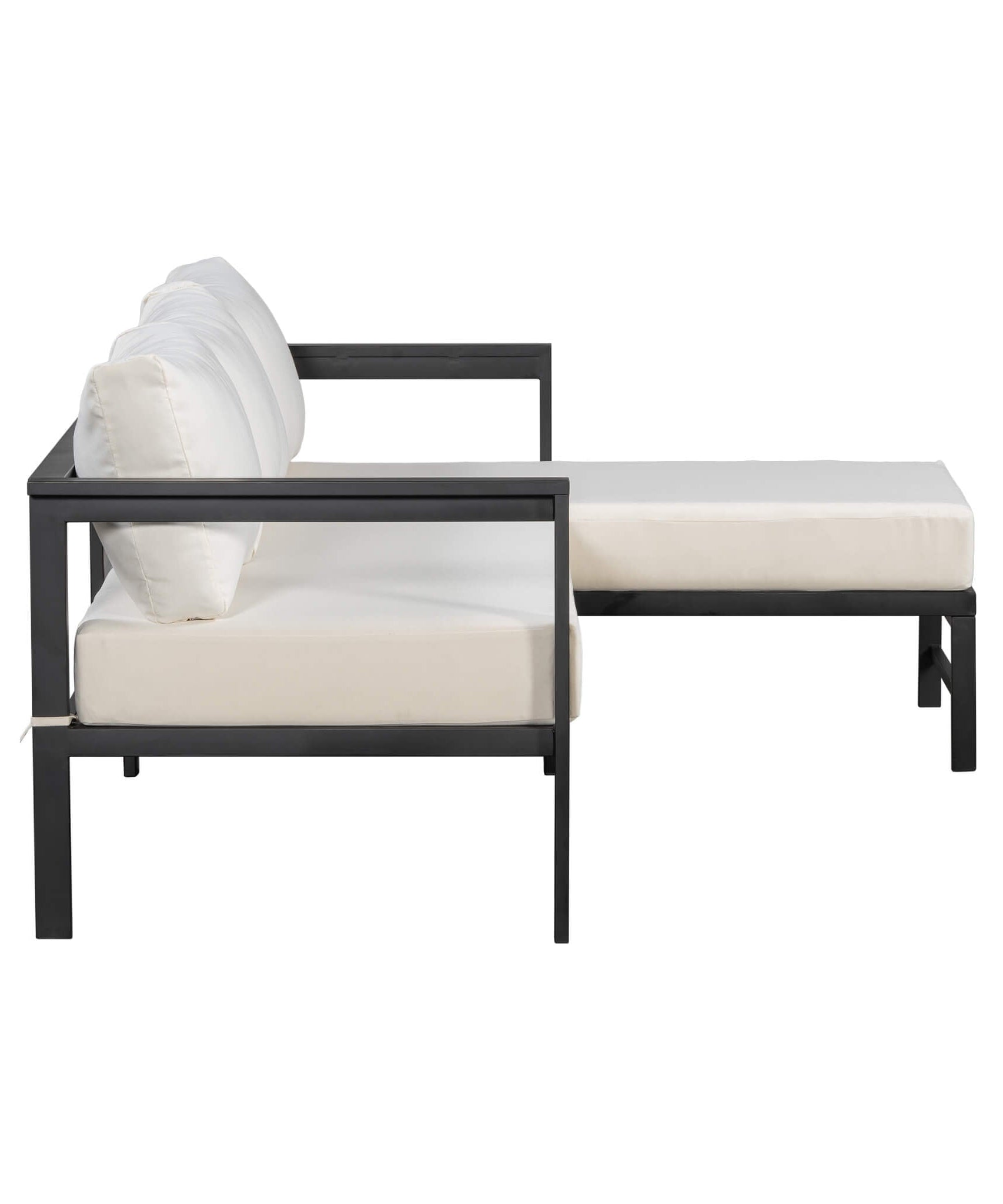 Alora Outdoor 3-Person L-Shaped Patio Sofa With Iron Frame And Thick Cushions [No Coffee Table] (SAK70213)