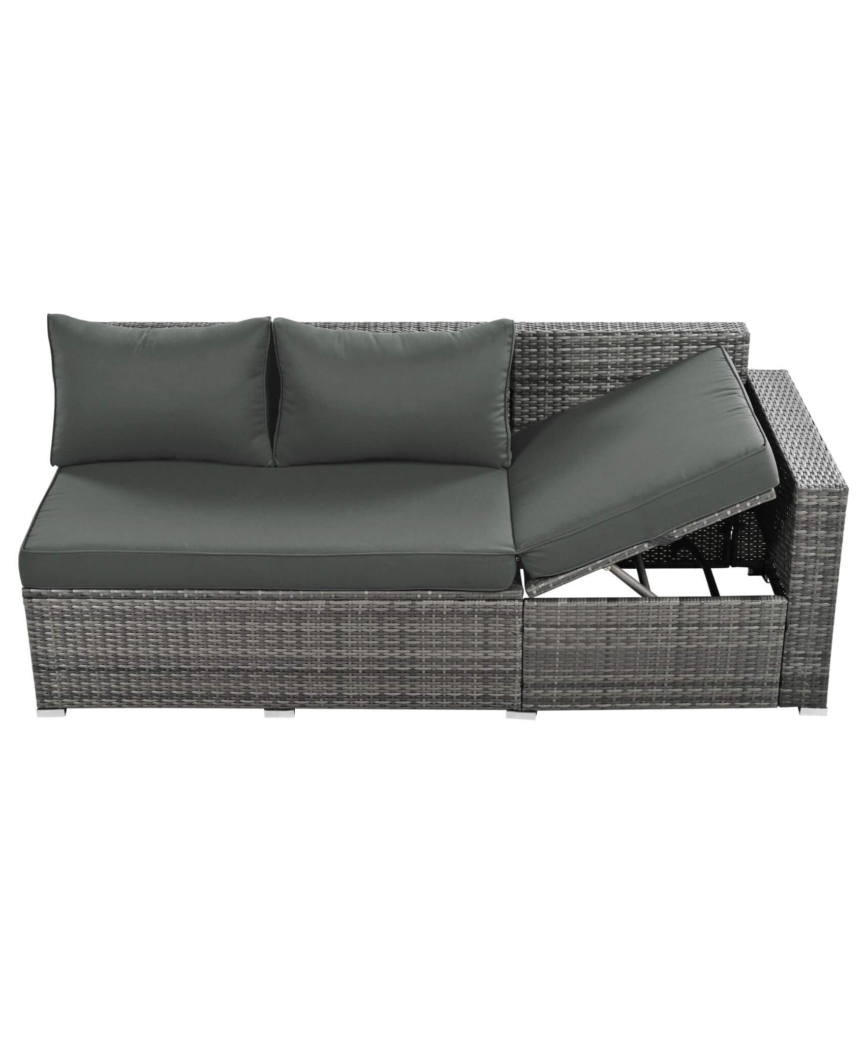 Alora Outdoor 6-Piece All-Weather PE Rattan Sofa Set With Adjustable Seat, Storage Box, Removable Covers, And Tempered Glass Table Top (SAK37221)