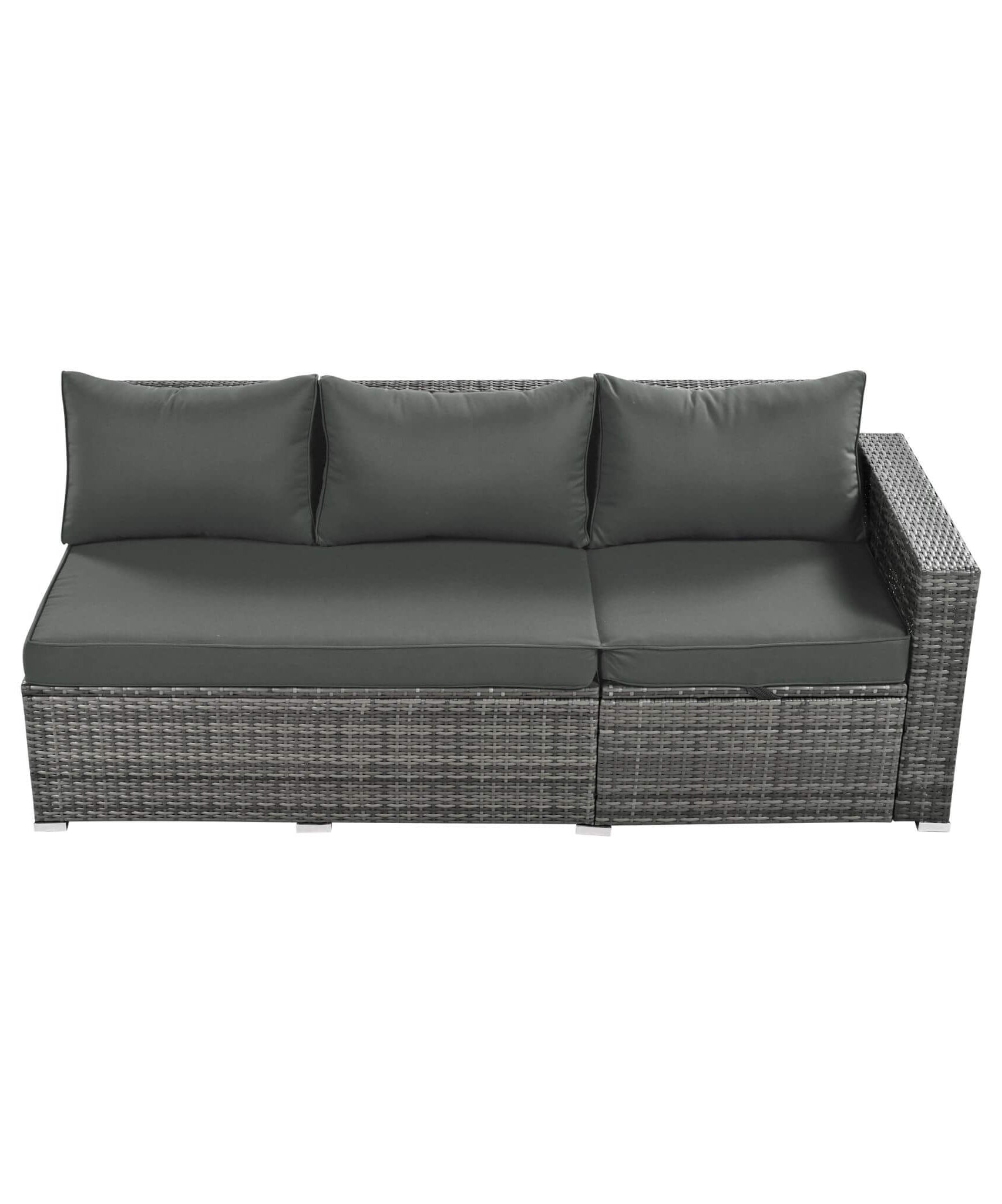 Alora Outdoor 6-Piece All-Weather PE Rattan Sofa Set With Adjustable Seat, Storage Box, Removable Covers, And Tempered Glass Table Top (SAK37221)