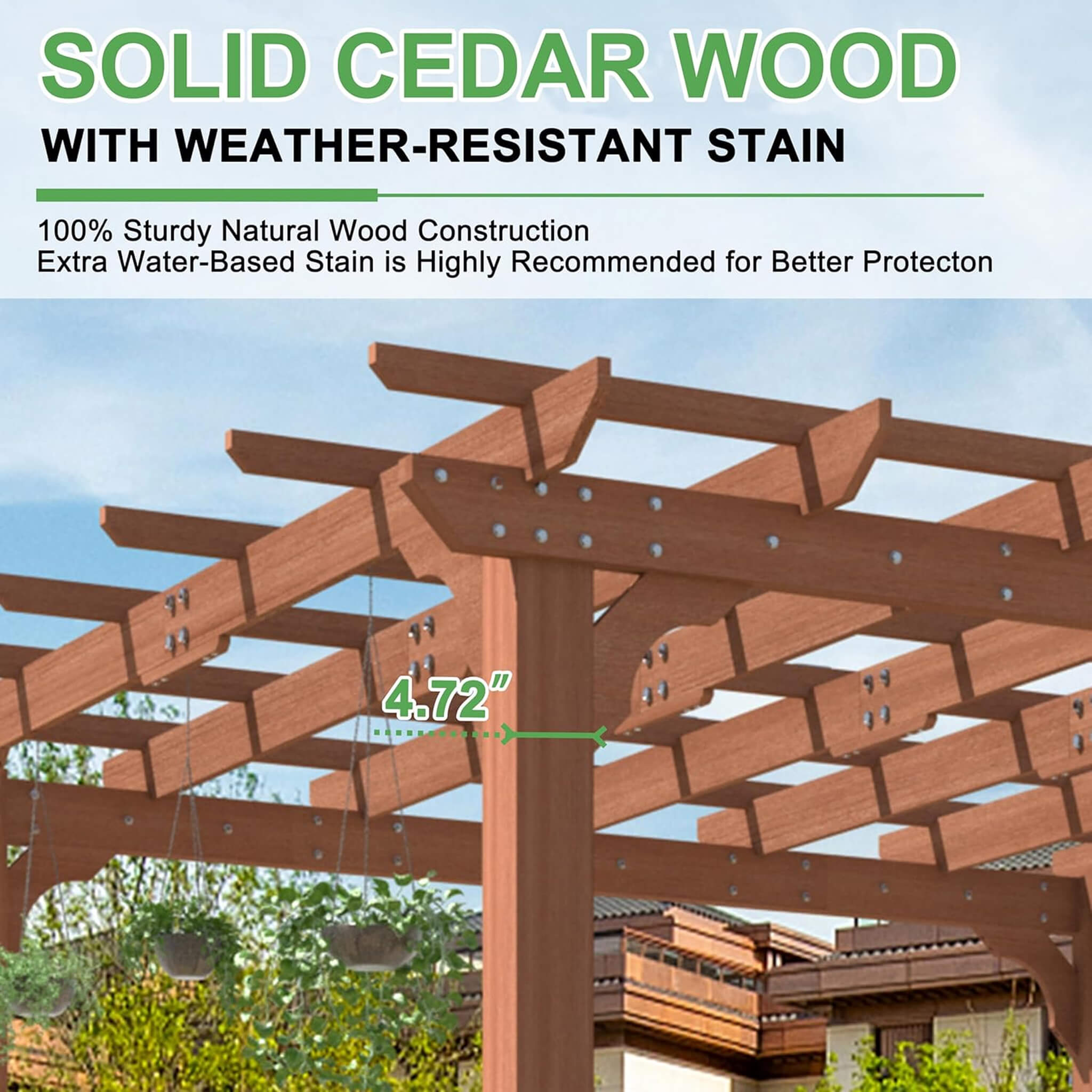 Alora Outdoor Cedar Wood Patio Pergola With Slatted Trellis Roof (SAK92150)