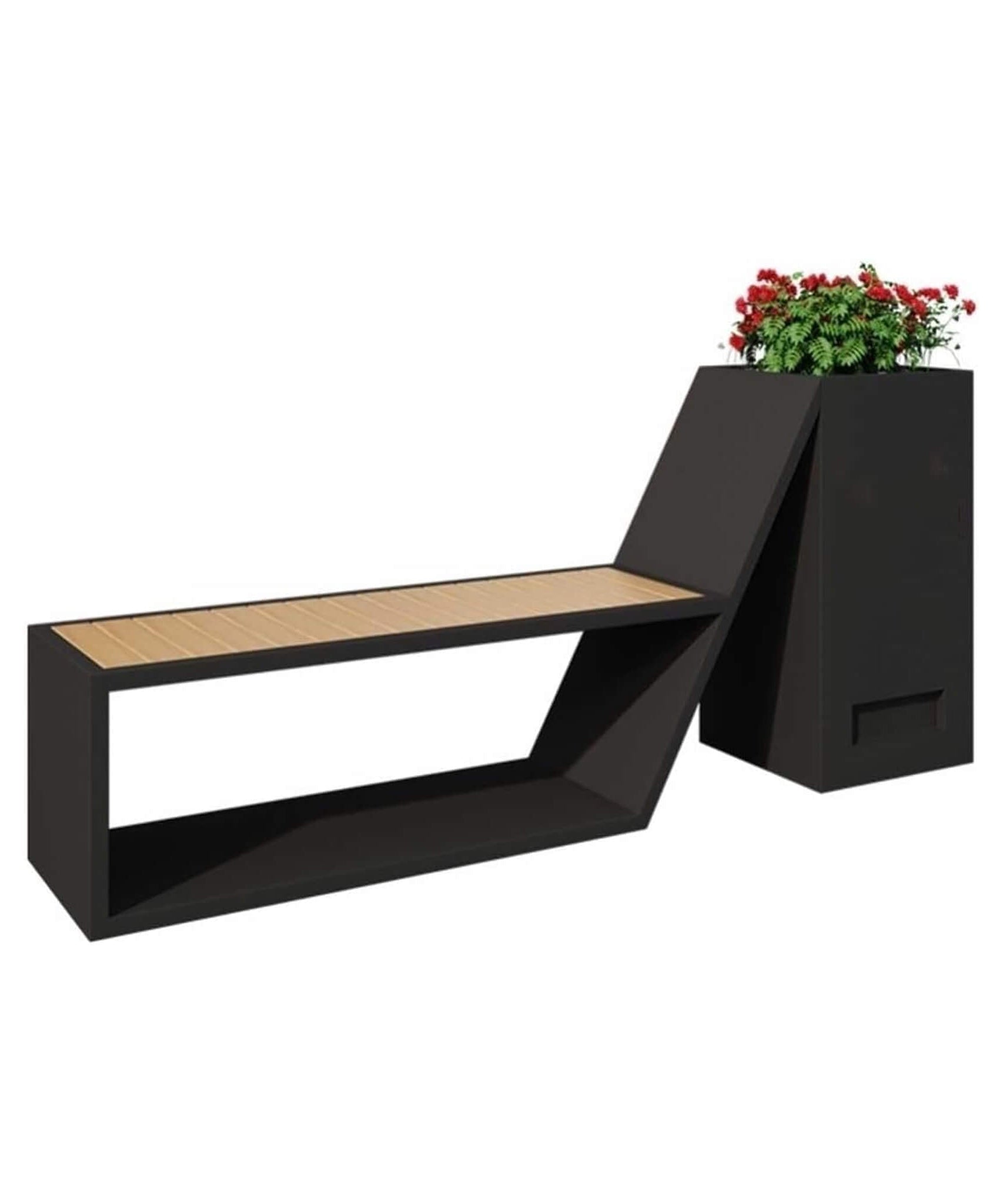 4FT Outdoor Commercial All-Weather Metal Bench With Planter Box [Made-To-Order] (SAK57219)