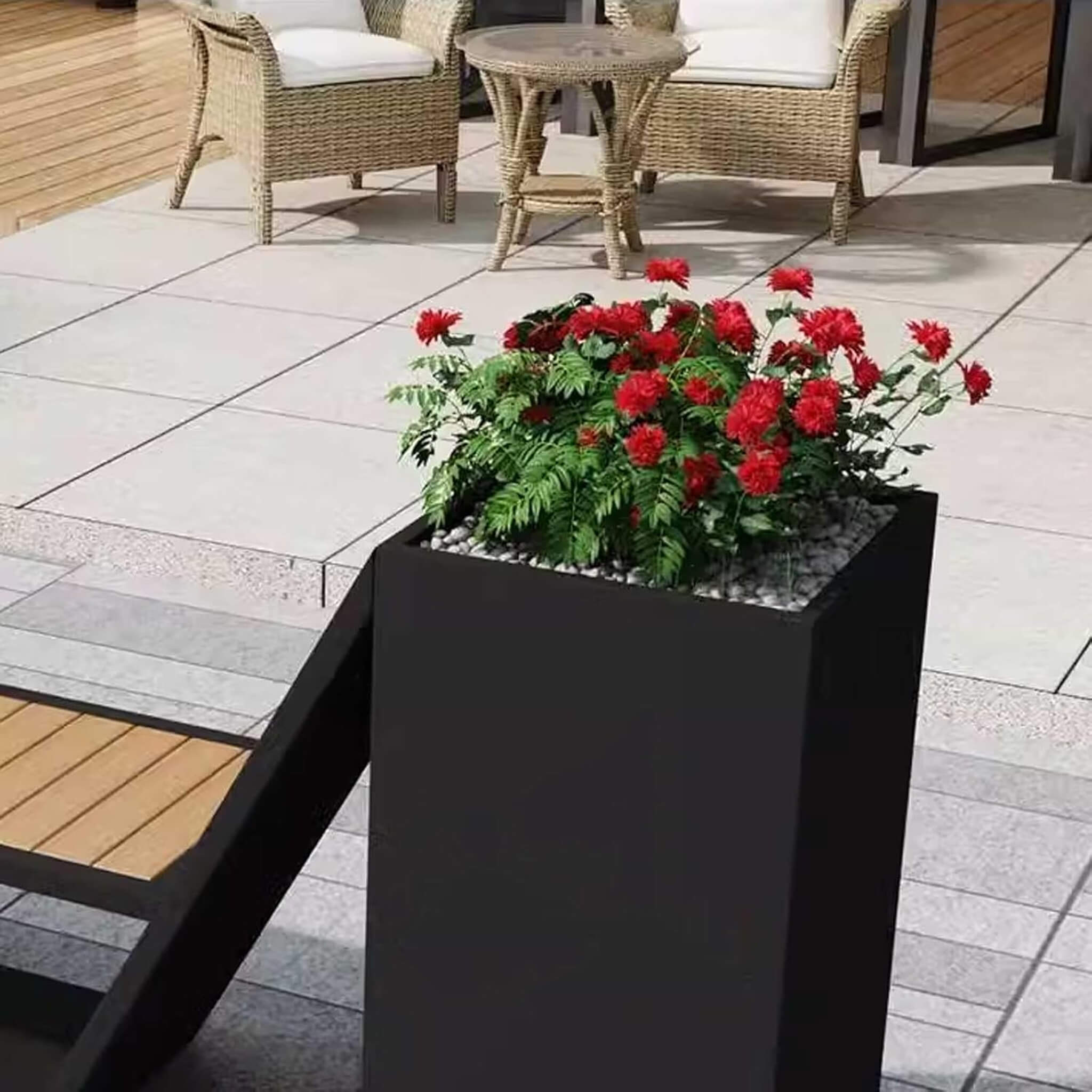 4FT Outdoor Commercial All-Weather Metal Bench With Planter Box [Made-To-Order] (SAK57219)