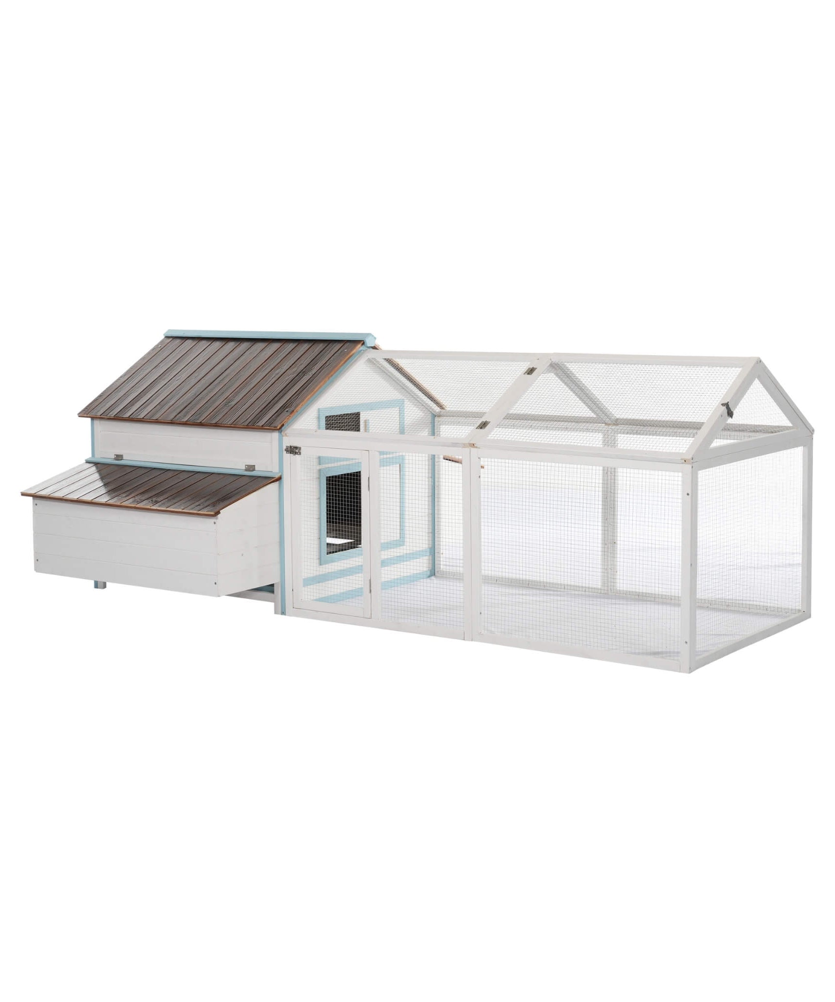 96-Inch Outdoor Fir Wood Chicken Coop With Nesting Box And Run (SAK41852)