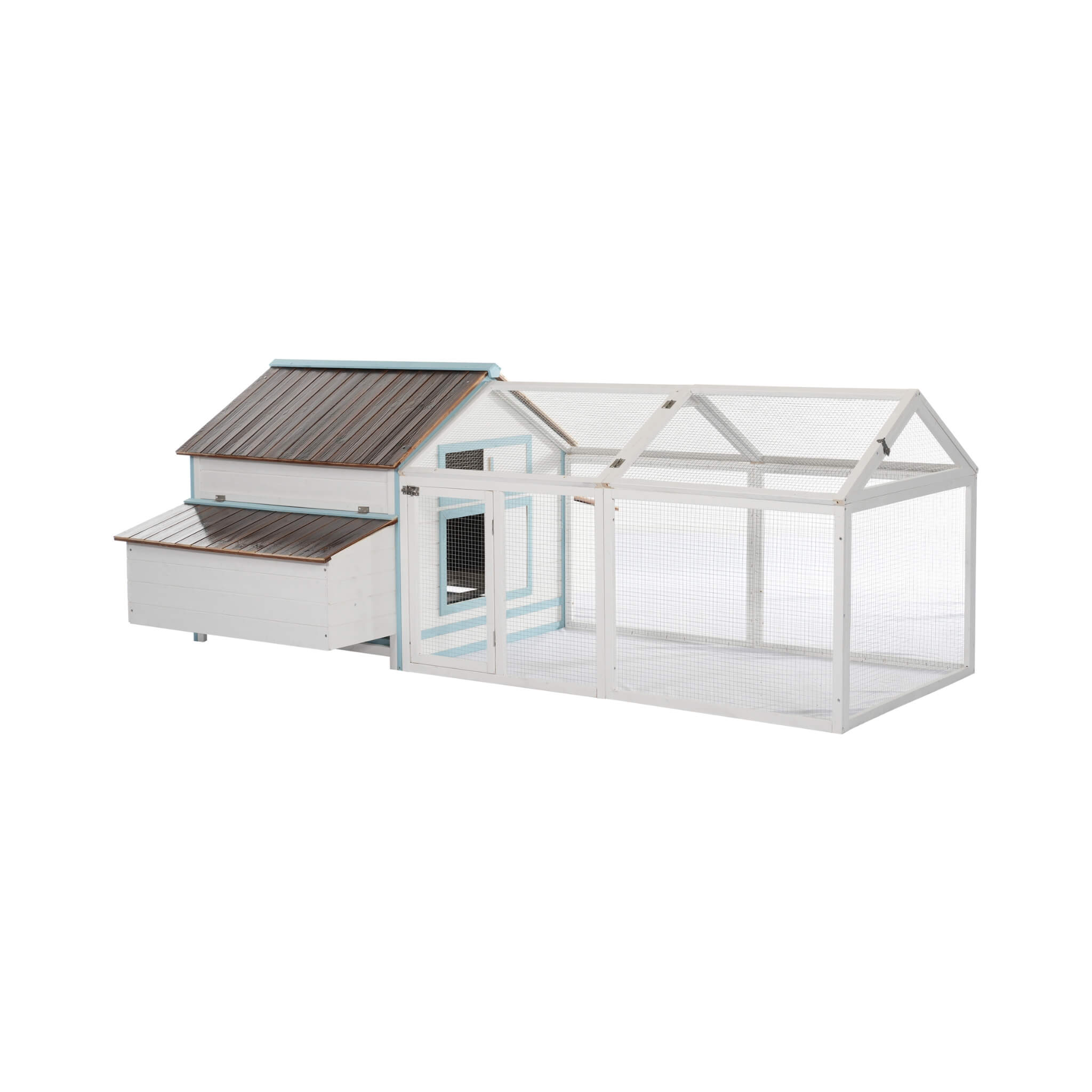 96-Inch Outdoor Fir Wood Chicken Coop With Nesting Box And Run (SAK41852)