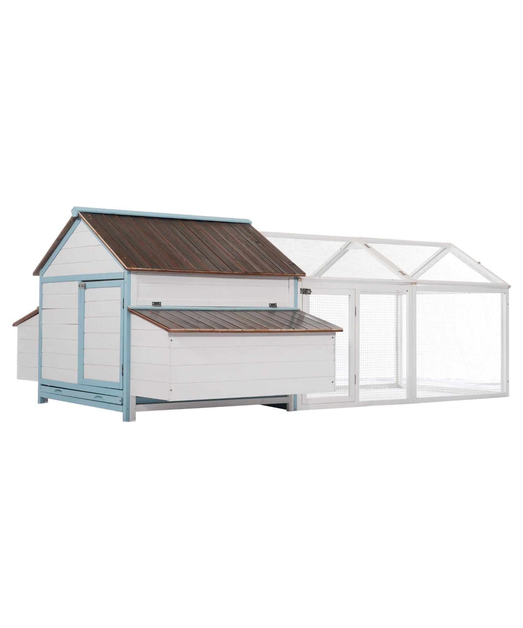 96-Inch Outdoor Fir Wood Chicken Coop With Nesting Box And Run (SAK41852)