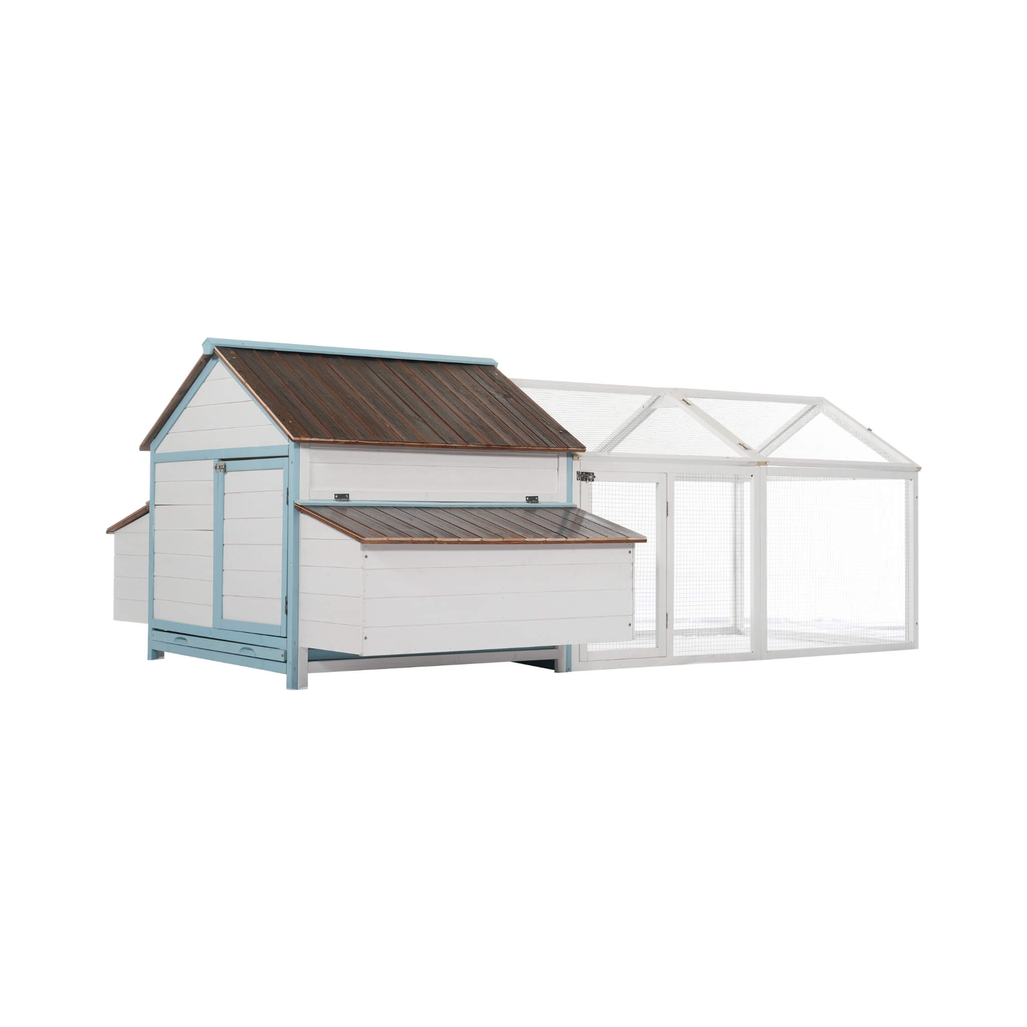 96-Inch Outdoor Fir Wood Chicken Coop With Nesting Box And Run (SAK41852)