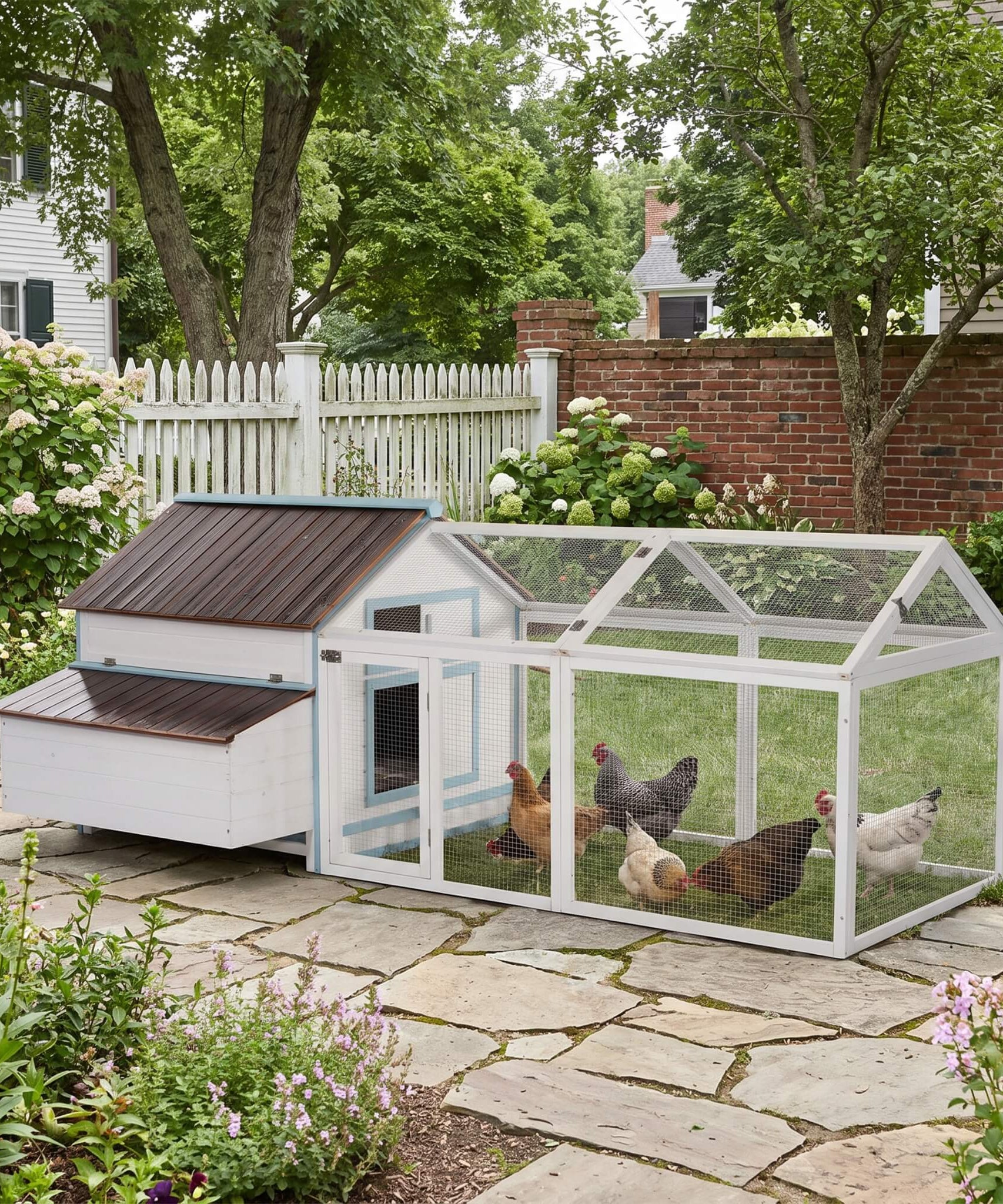 96-Inch Outdoor Fir Wood Chicken Coop With Nesting Box And Run (SAK41852)