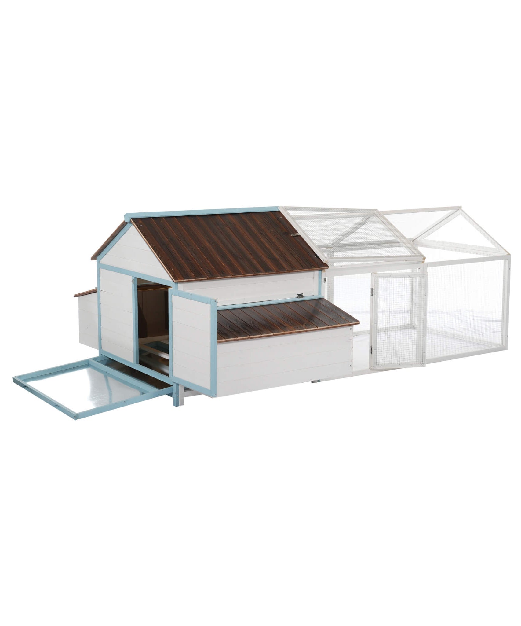 96-Inch Outdoor Fir Wood Chicken Coop With Nesting Box And Run (SAK41852)