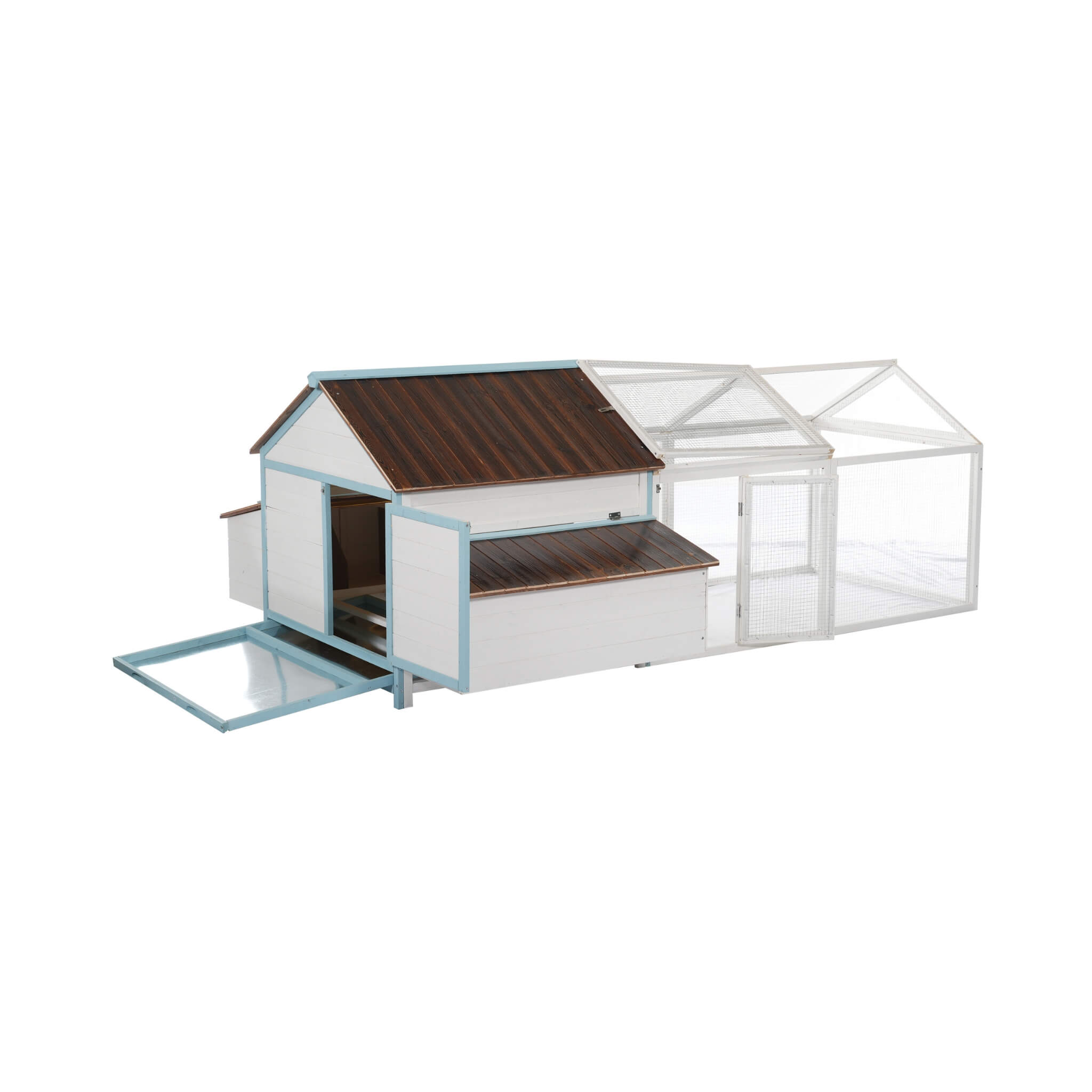 96-Inch Outdoor Fir Wood Chicken Coop With Nesting Box And Run (SAK41852)
