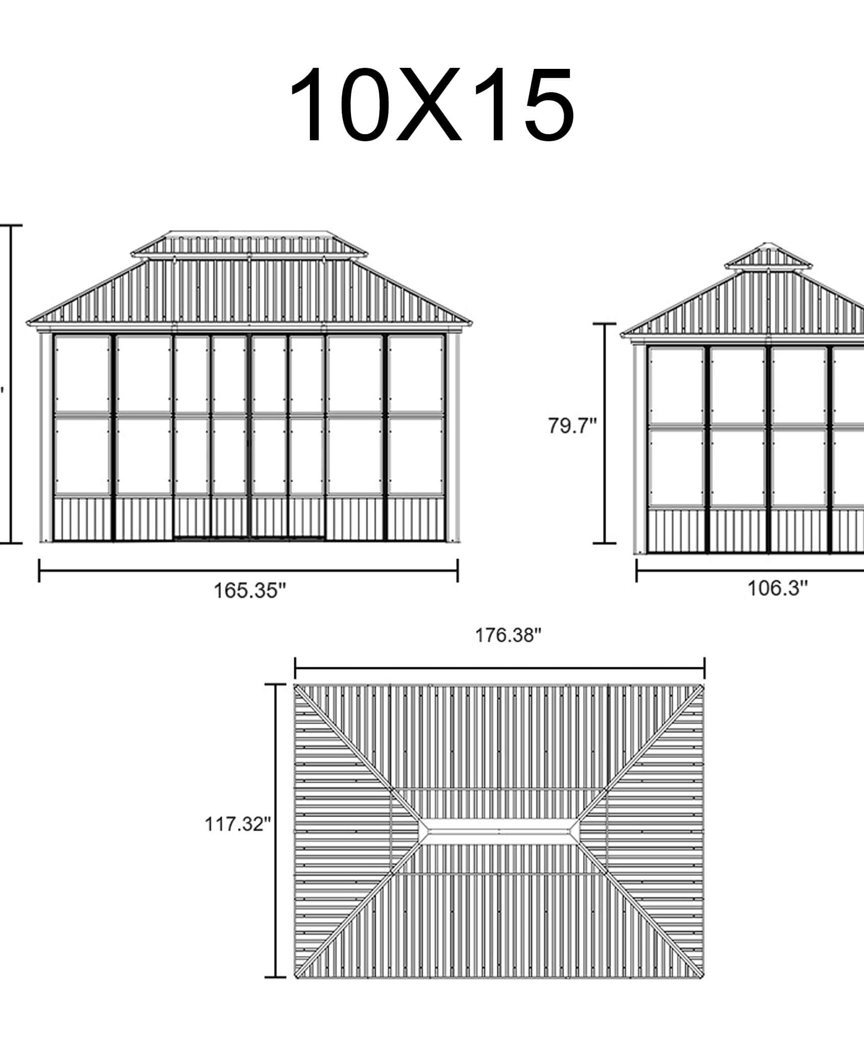 Alora Vista Outdoor Hardtop Aluminum Solarium With Double Roof And LED Lights (SAK42086)