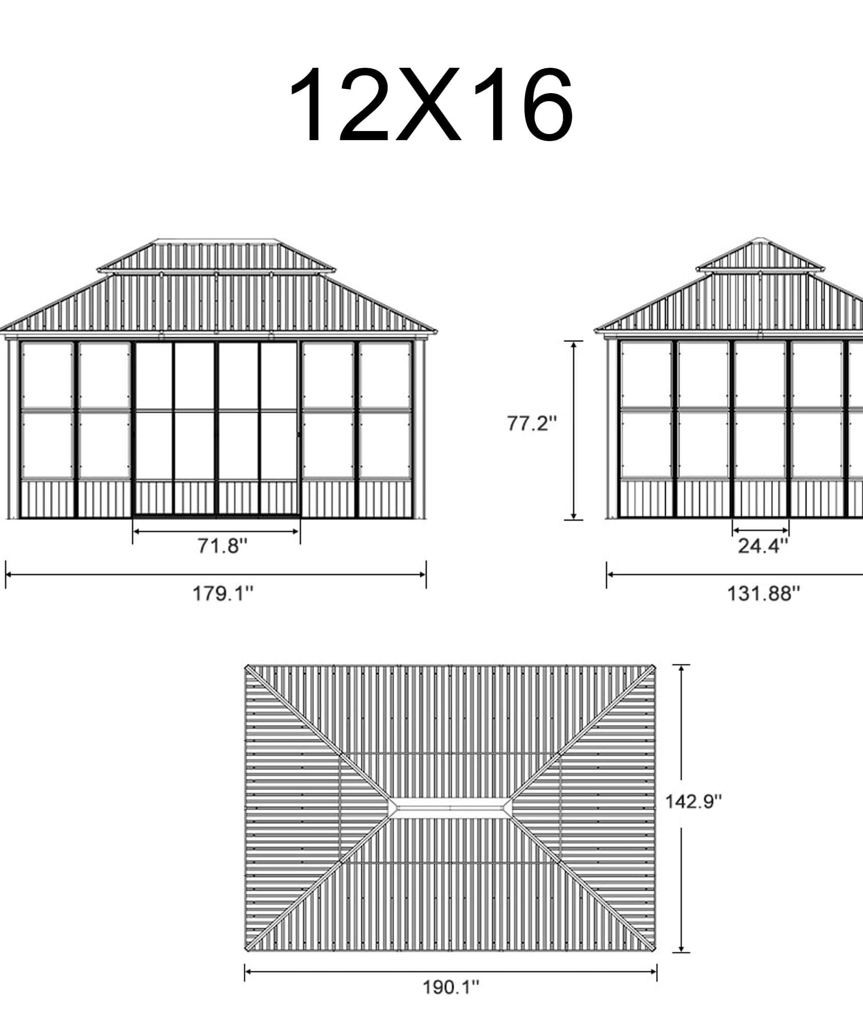 Alora Vista Outdoor Hardtop Aluminum Solarium With Double Roof And LED Lights (SAK42086)
