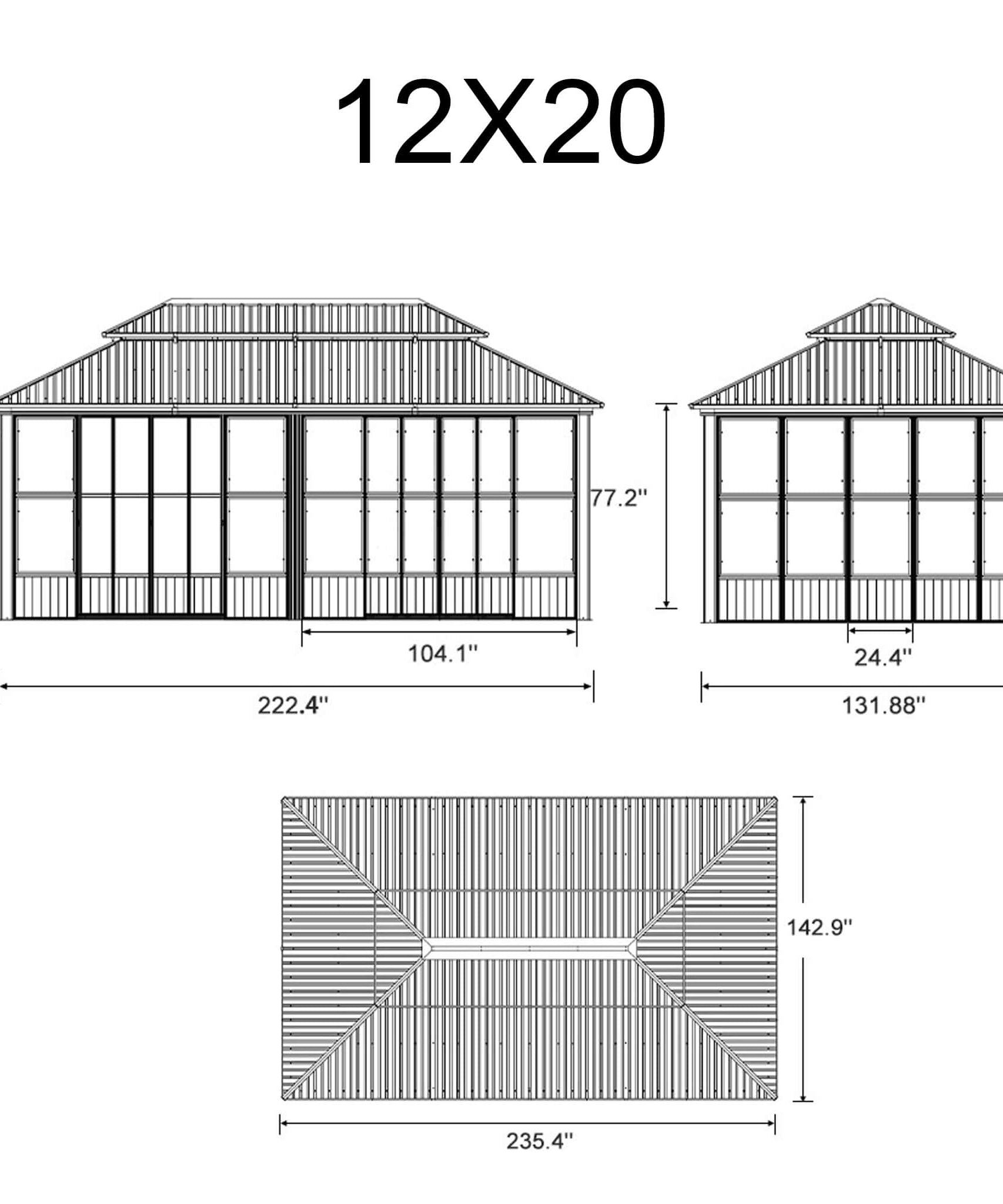 Alora Vista Outdoor Hardtop Aluminum Solarium With Double Roof And LED Lights (SAK42086)