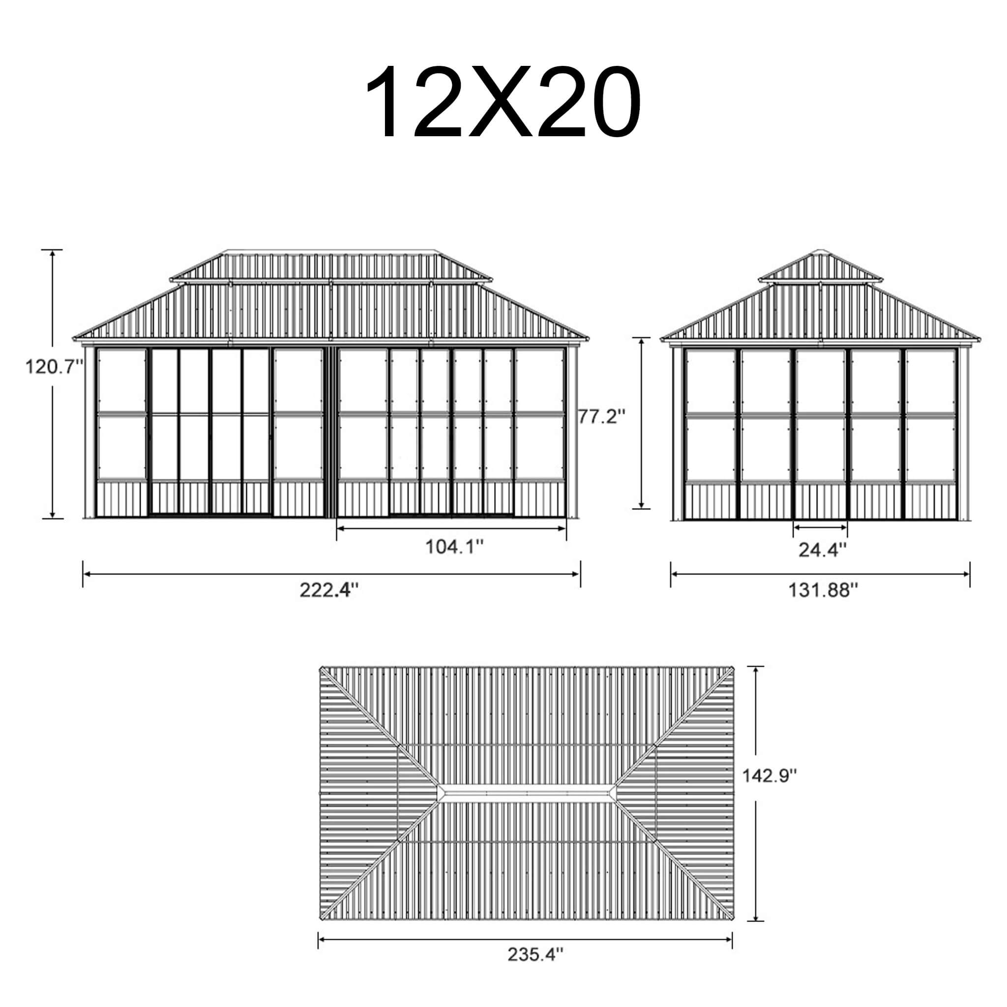 Alora Vista Outdoor Hardtop Aluminum Solarium With Double Roof And LED Lights (SAK42086)
