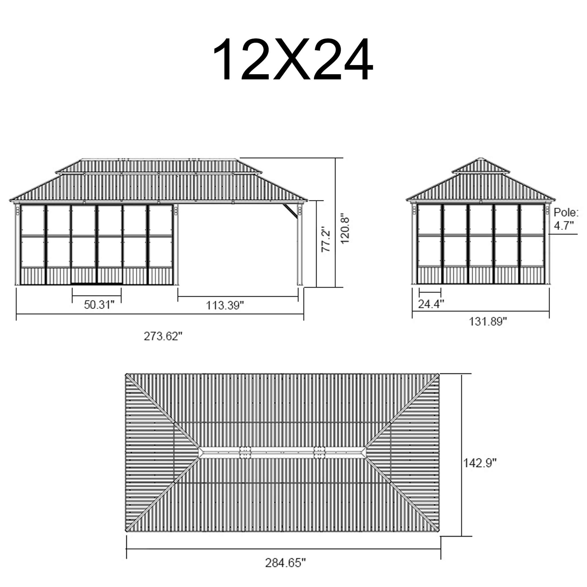 Alora Vista Outdoor Hardtop Aluminum Solarium With Double Roof And LED Lights (SAK42086)