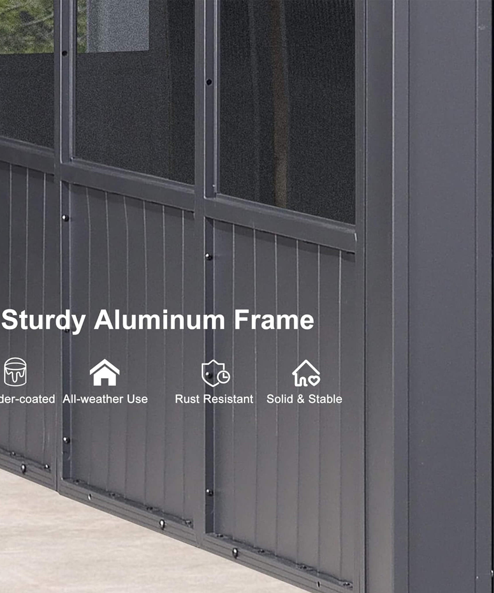 Alora Vista Outdoor Hardtop Aluminum Solarium With Double Roof And LED Lights (SAK42086)