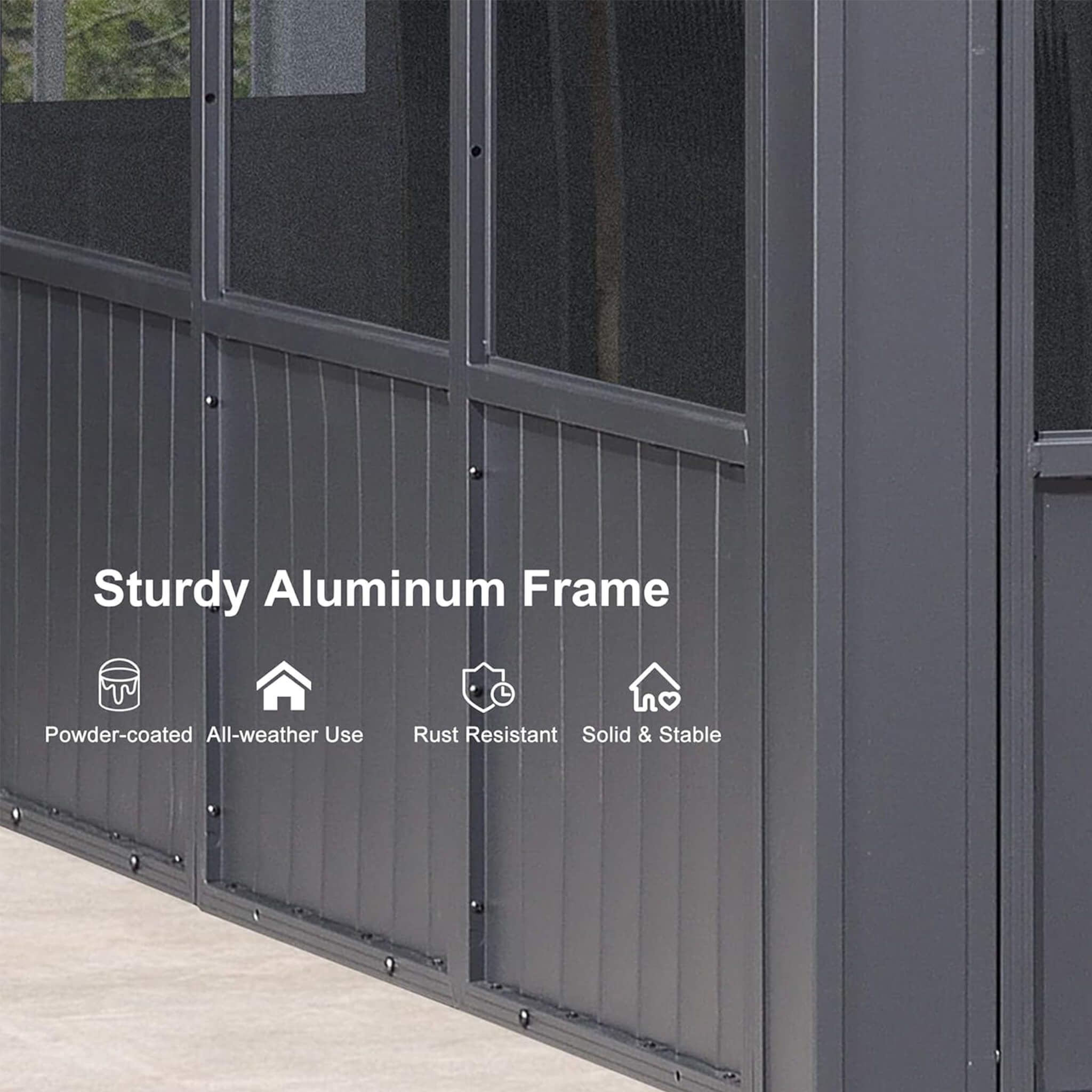 Alora Vista Outdoor Hardtop Aluminum Solarium With Double Roof And LED Lights (SAK42086)