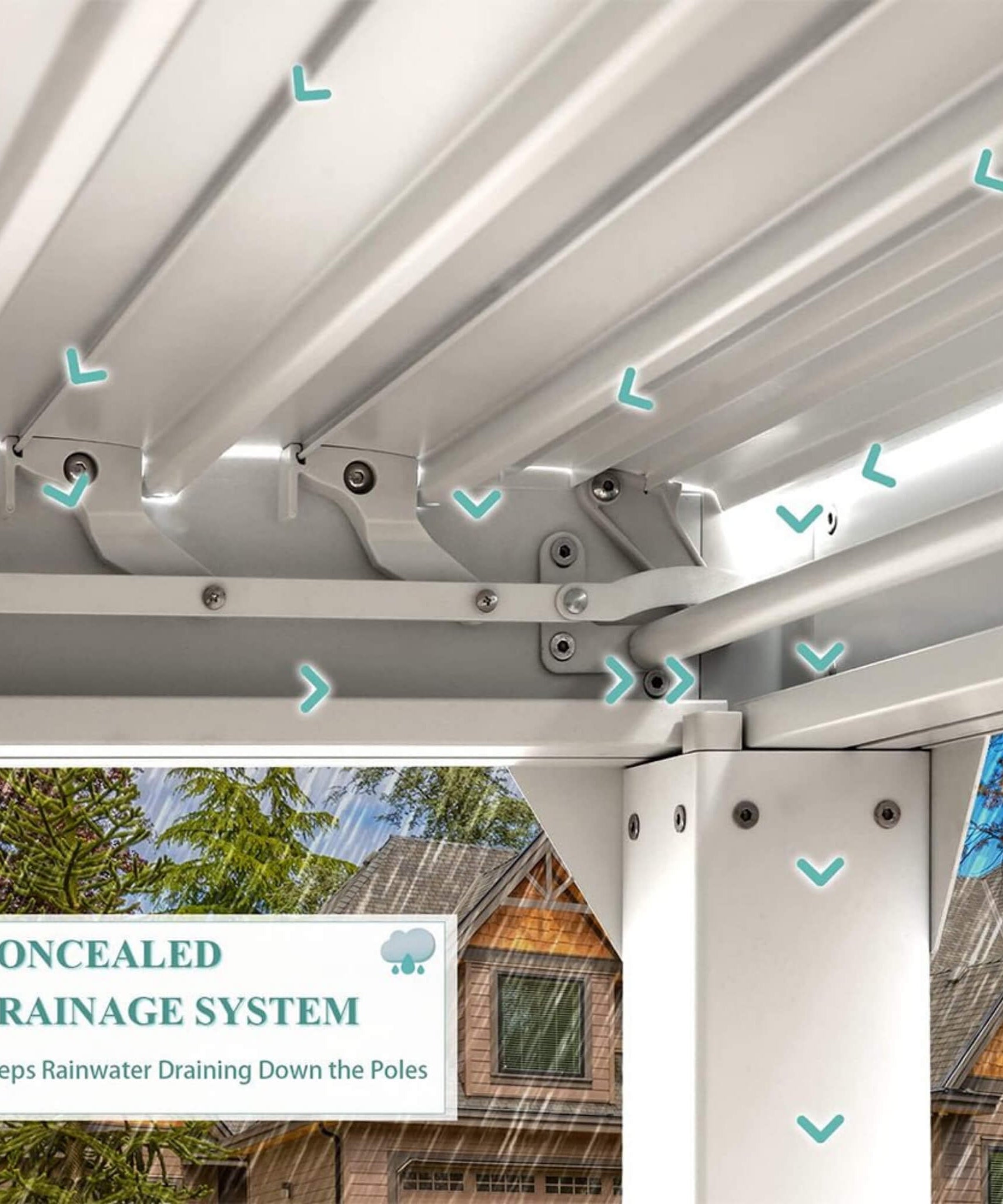 [12X20FT] Alora Outdoor Hardtop Louvered Pergola With Adjustable Aluminum Rainproof Roof (SAK18625)