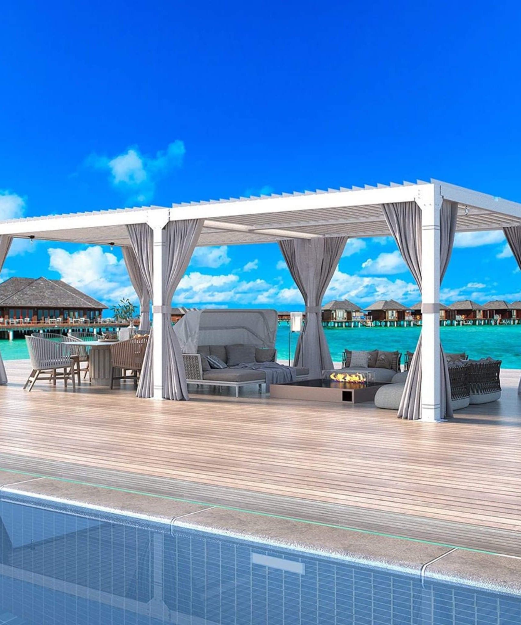 [12X20FT] Alora Outdoor Hardtop Louvered Pergola With Adjustable Aluminum Rainproof Roof (SAK18625)