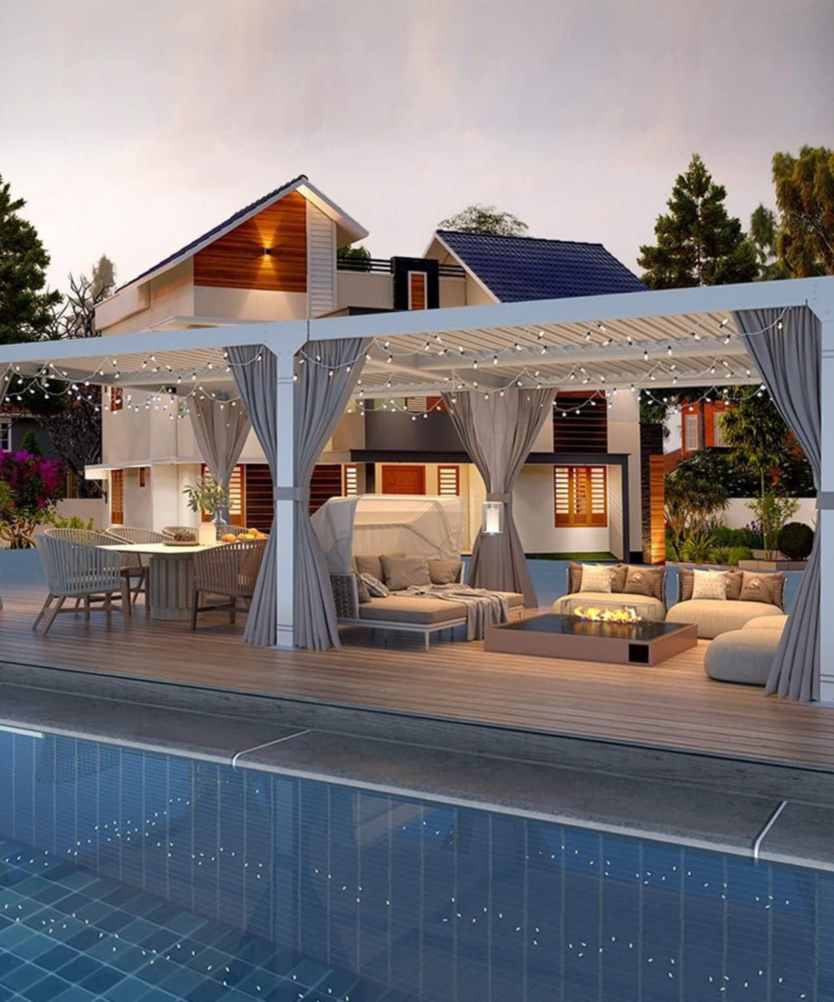 [12X20FT] Alora Outdoor Hardtop Louvered Pergola With Adjustable Aluminum Rainproof Roof (SAK18625)