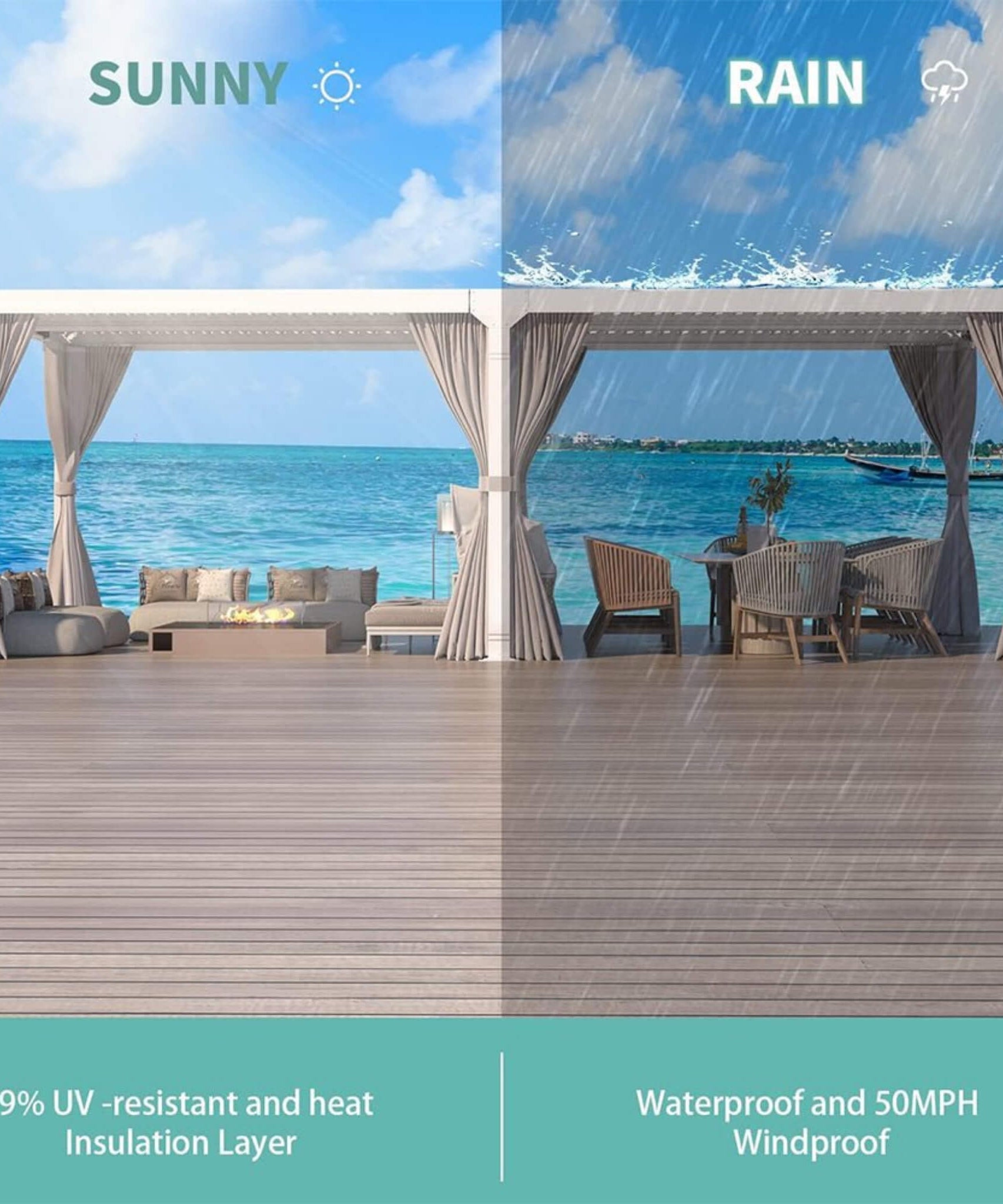 [12X20FT] Alora Outdoor Hardtop Louvered Pergola With Adjustable Aluminum Rainproof Roof (SAK18625)
