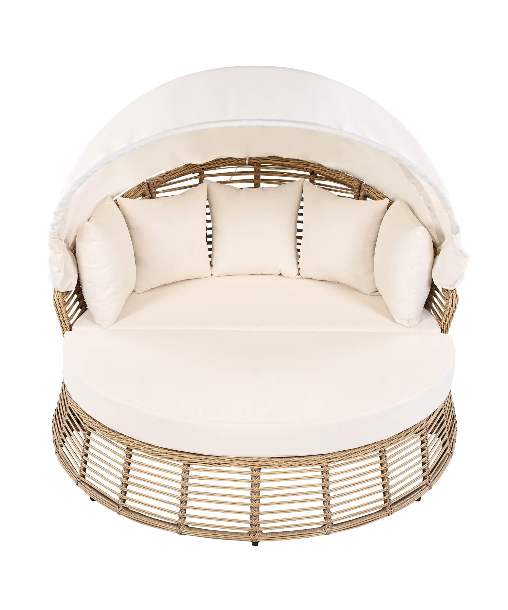 Alora 53-Inch Outdoor Patio Rattan Round Wicker Daybed With Retractable Canopy (SAK69241)