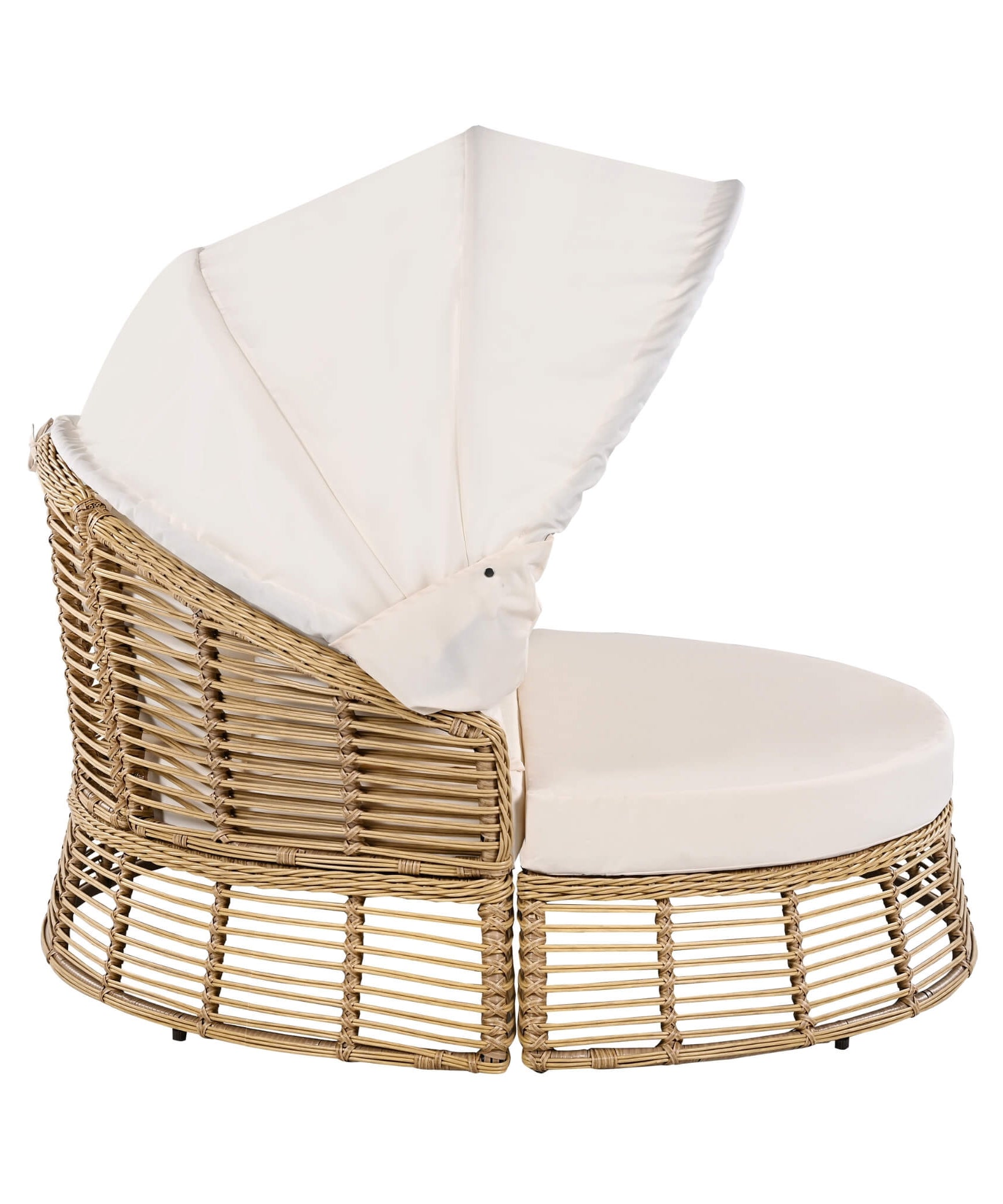 Alora 53-Inch Outdoor Patio Rattan Round Wicker Daybed With Retractable Canopy (SAK69241)