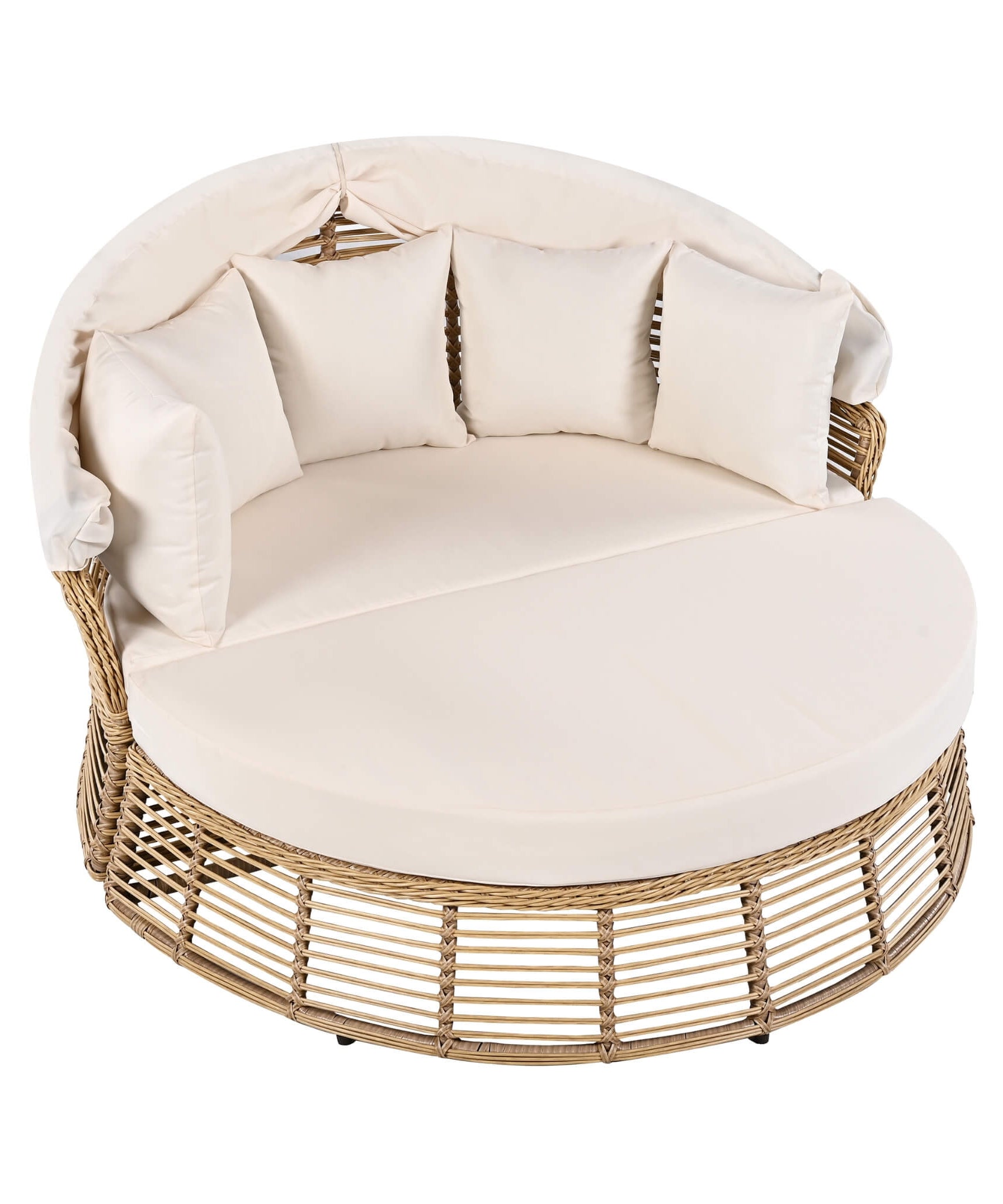 Alora 53-Inch Outdoor Patio Rattan Round Wicker Daybed With Retractable Canopy (SAK69241)