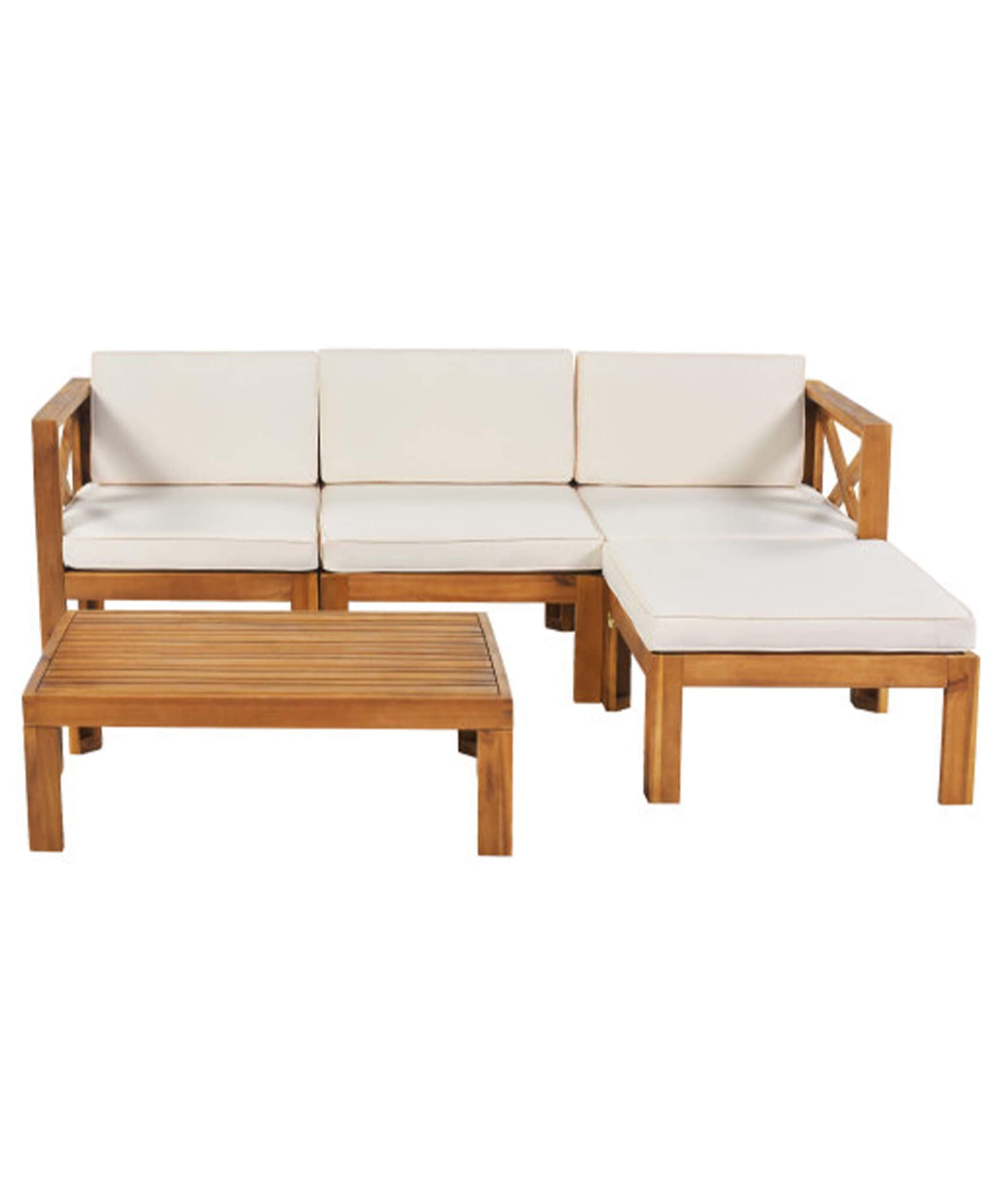 Alora 5-Piece Outdoor Patio Wood Sectional Sofa Set With Cushions (SAK31297)