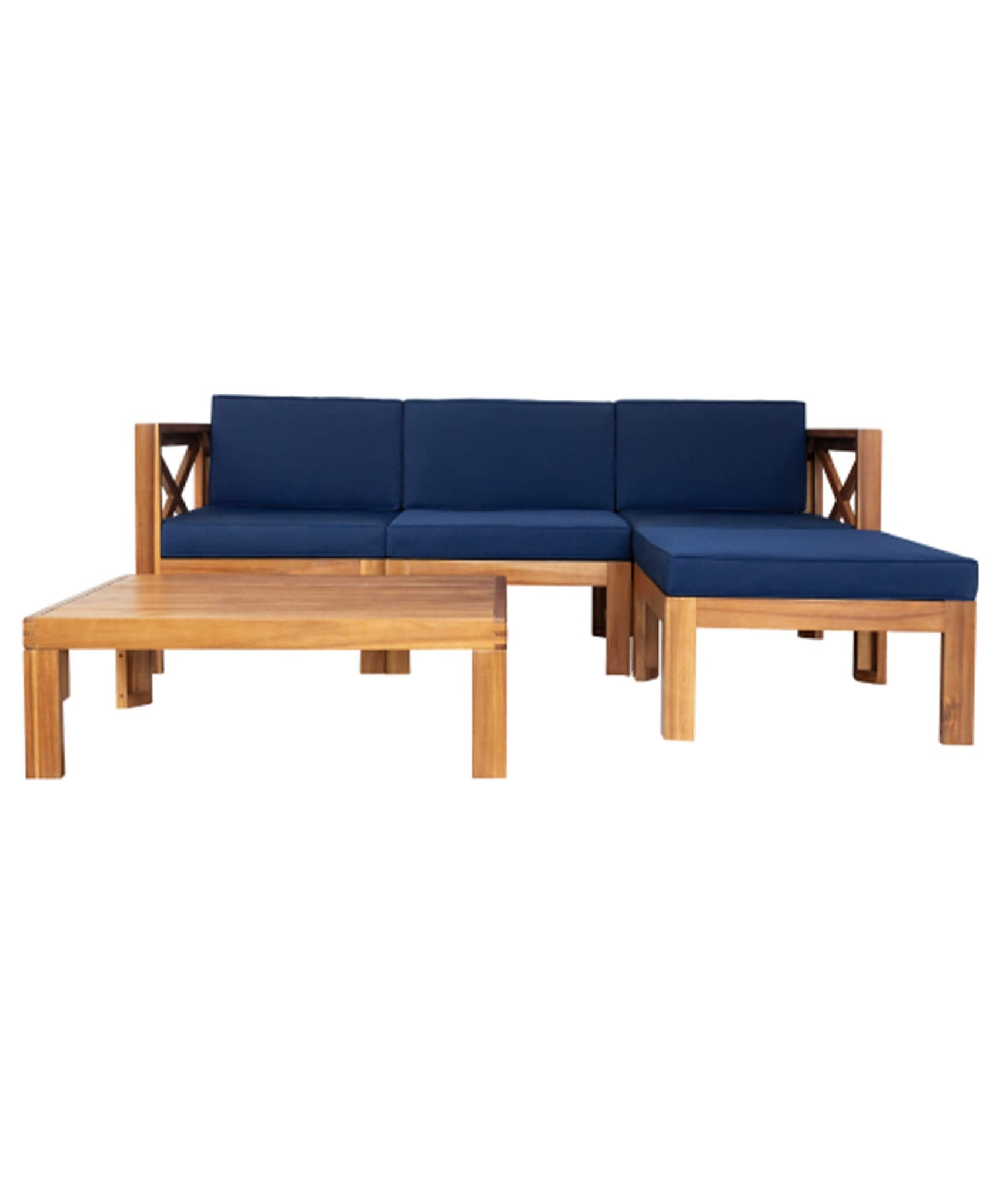Alora 5-Piece Outdoor Patio Wood Sectional Sofa Set With Cushions (SAK31297)
