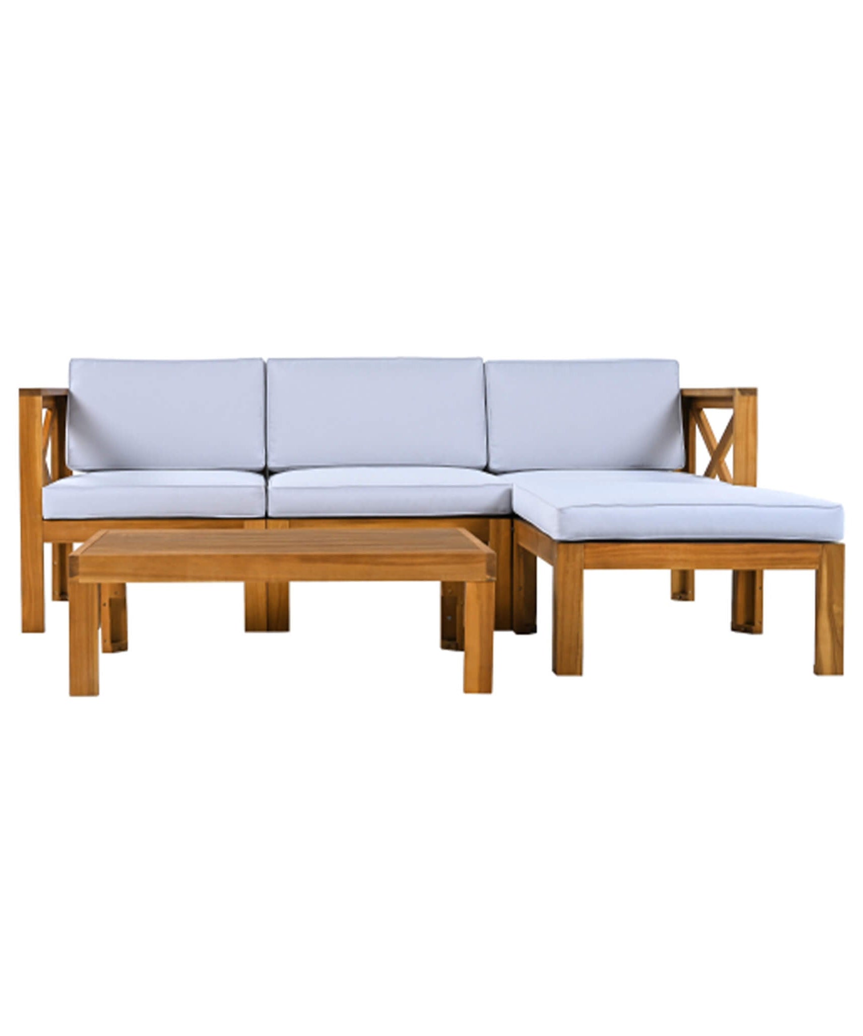 Alora 5-Piece Outdoor Patio Wood Sectional Sofa Set With Cushions (SAK31297)