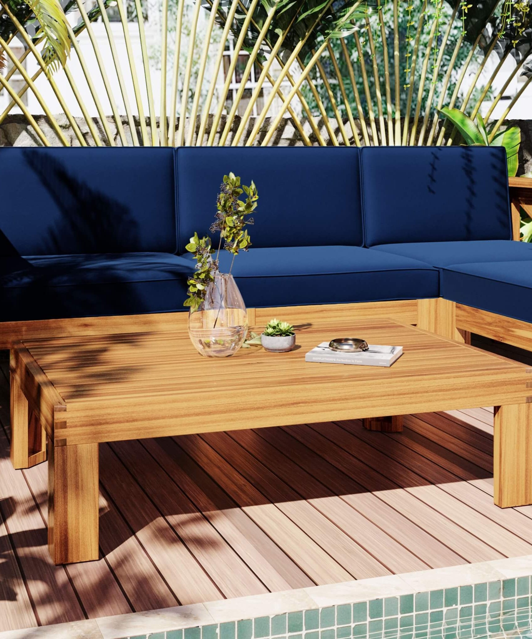 Alora 5-Piece Outdoor Patio Wood Sectional Sofa Set With Cushions (SAK31297)