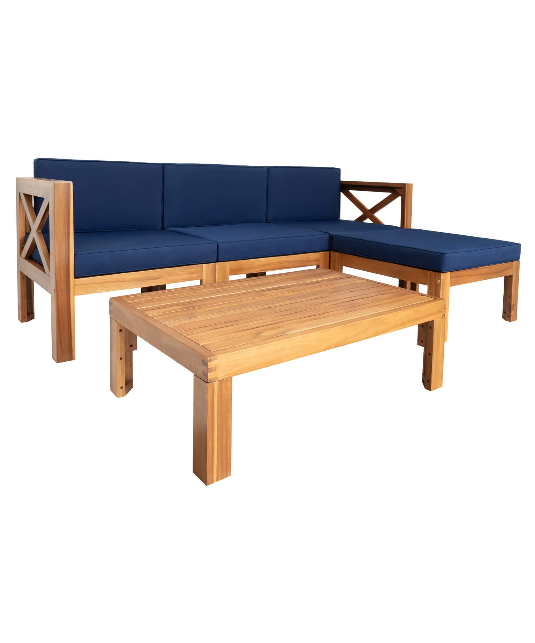 Alora 5-Piece Outdoor Patio Wood Sectional Sofa Set With Cushions (SAK31297)