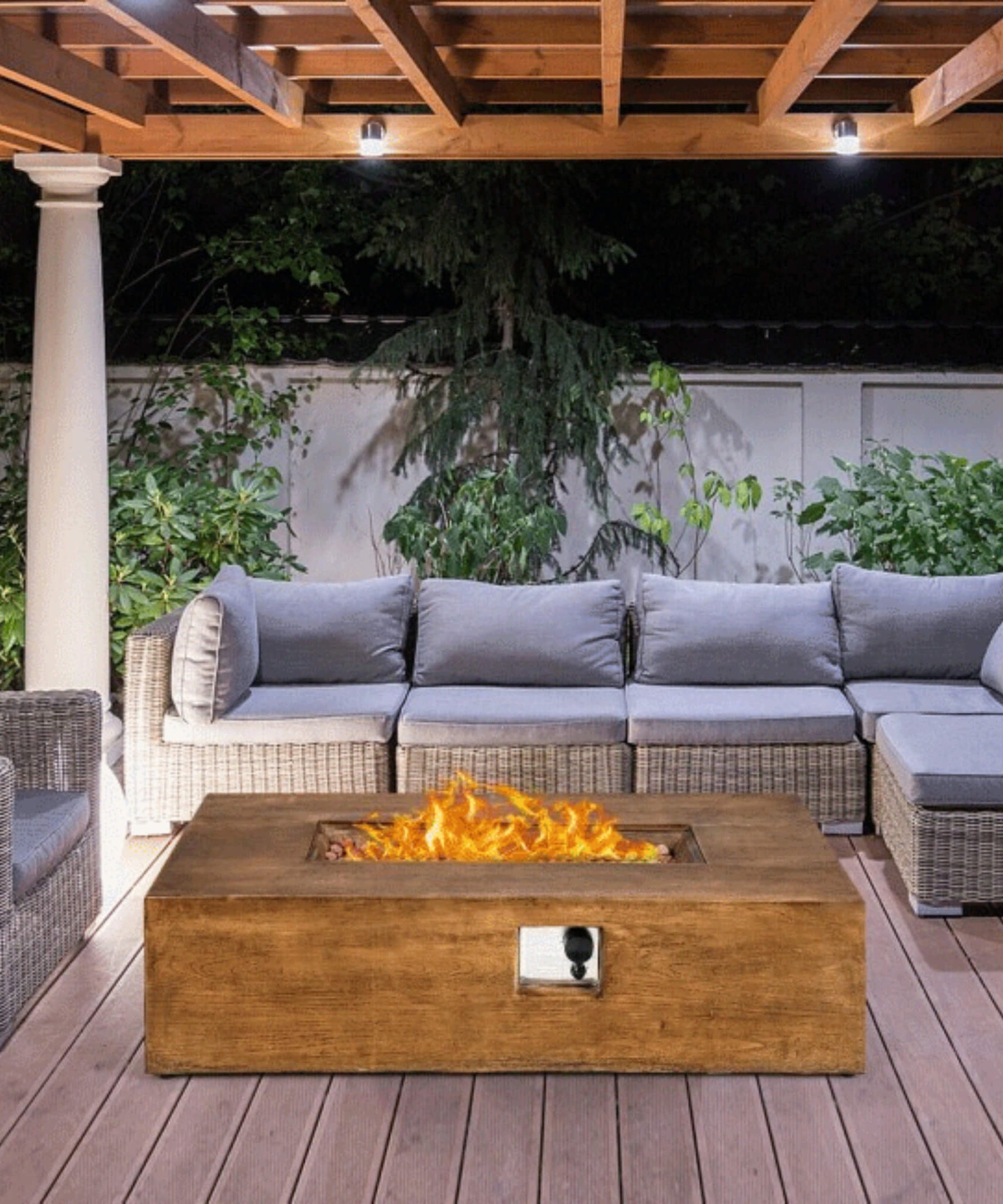 Alora Outdoor Propane Gas Fire Pit Table W/ Lava Rocks & Cover, 50K BTU (SAK94436)