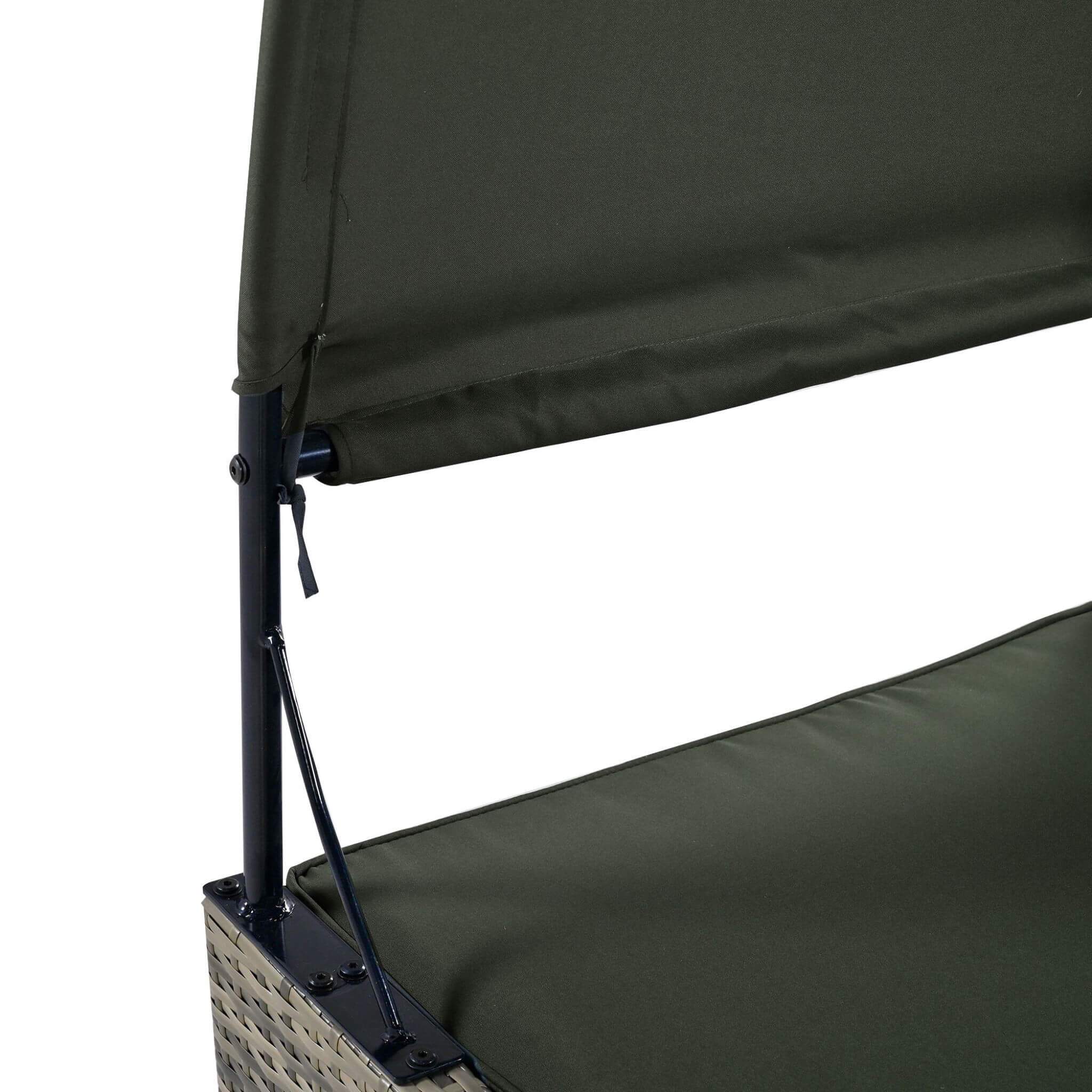 Alora Outdoor Rattan Patio Daybed With Adjustable Backrest, Canopy Roof, Storage Box And Cup Holders (SAK54220)