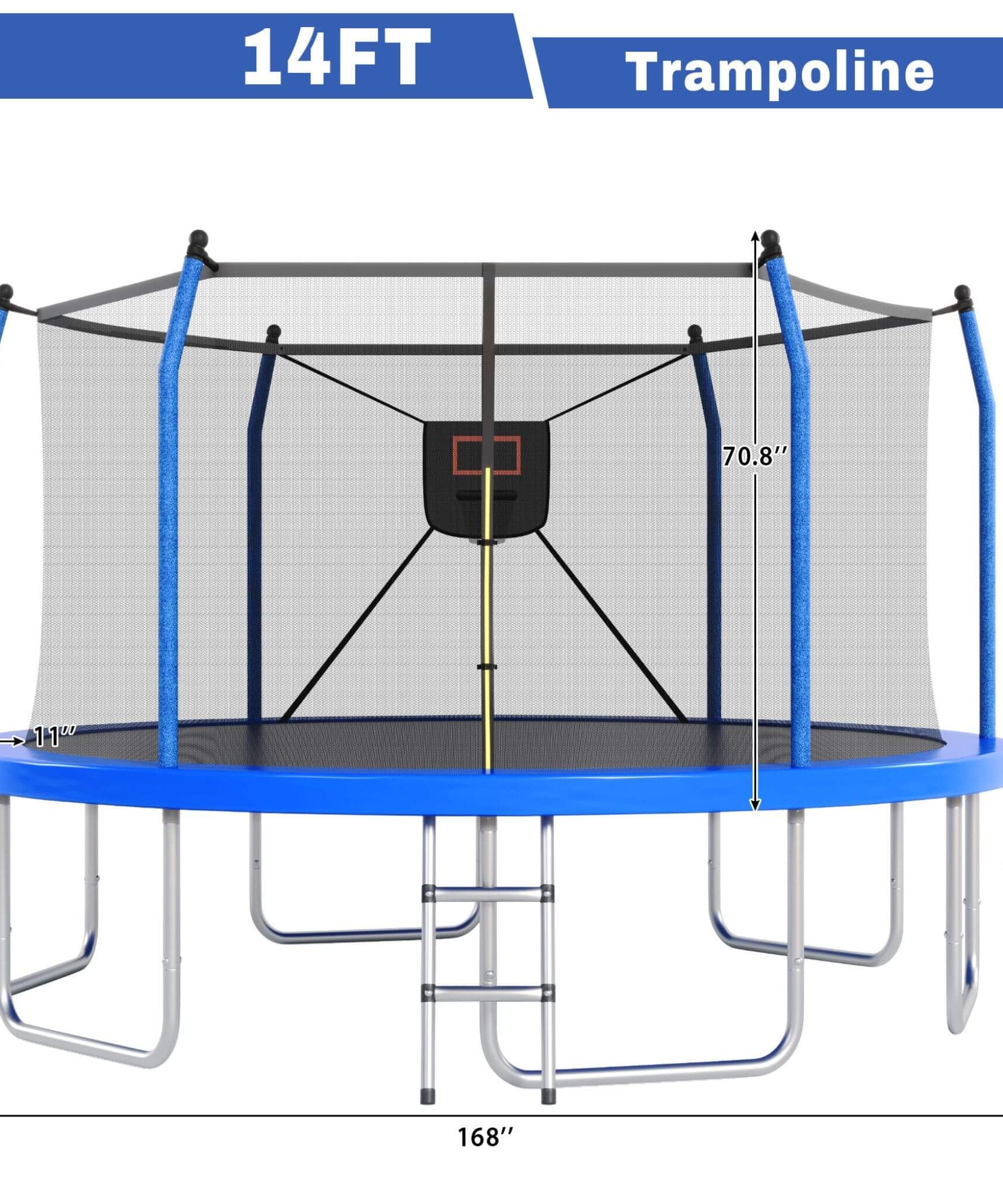 Outdoor Trampoline With LED Lights And Basketball Hoop (SAK69305)
