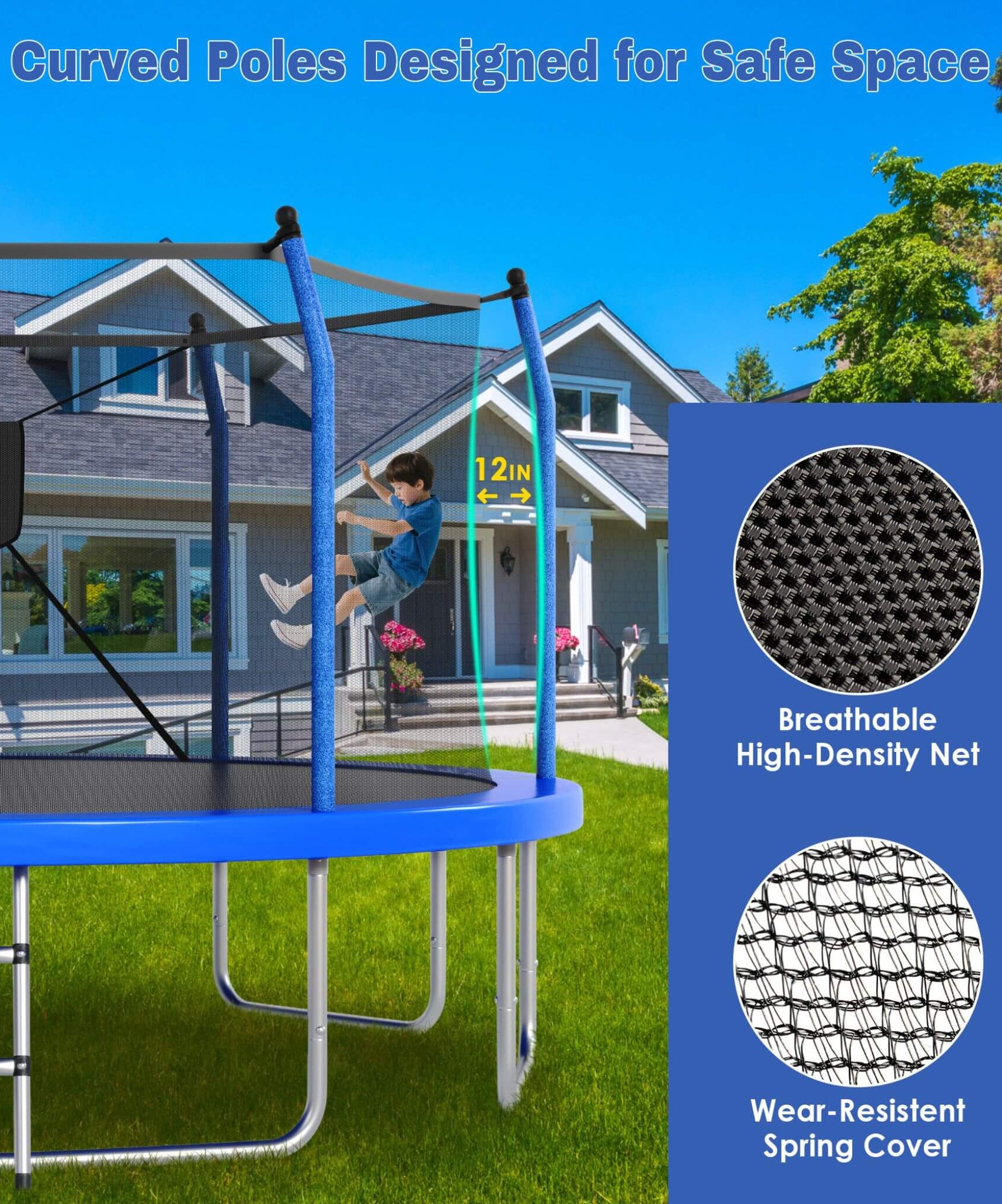 Outdoor Trampoline With LED Lights And Basketball Hoop (SAK69305)