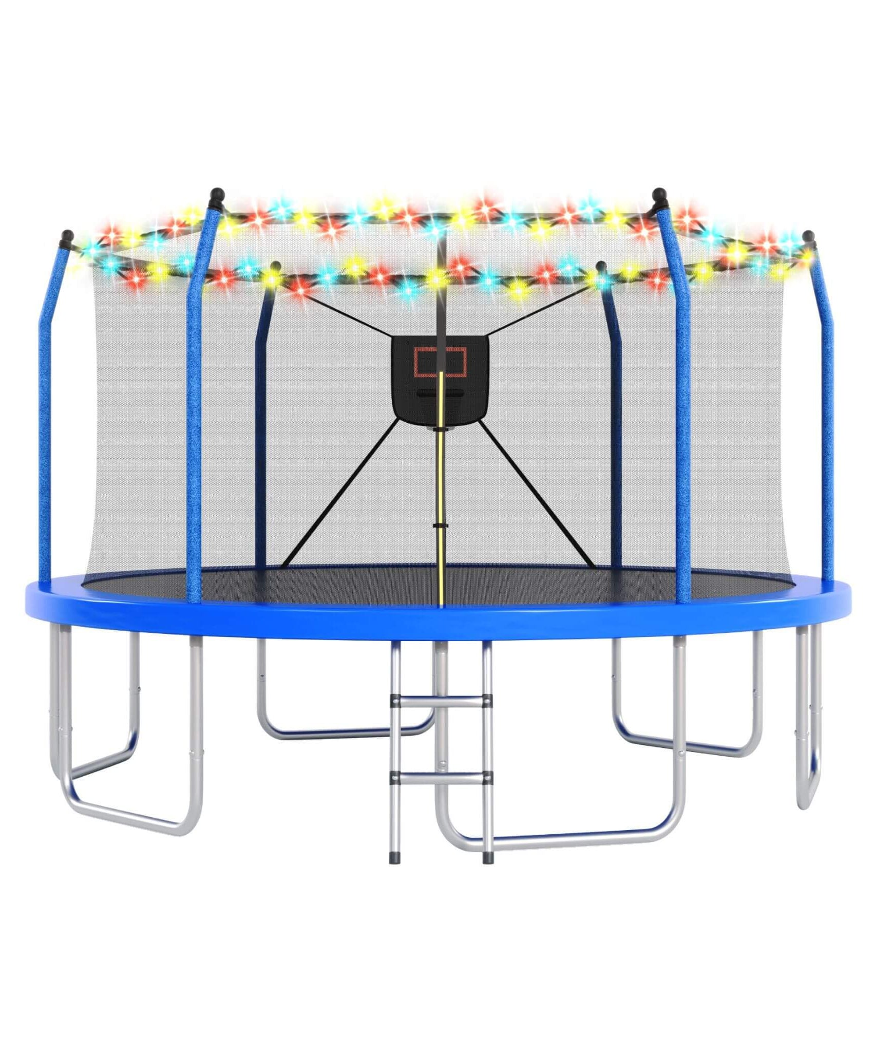 Outdoor Trampoline With LED Lights And Basketball Hoop (SAK69305)