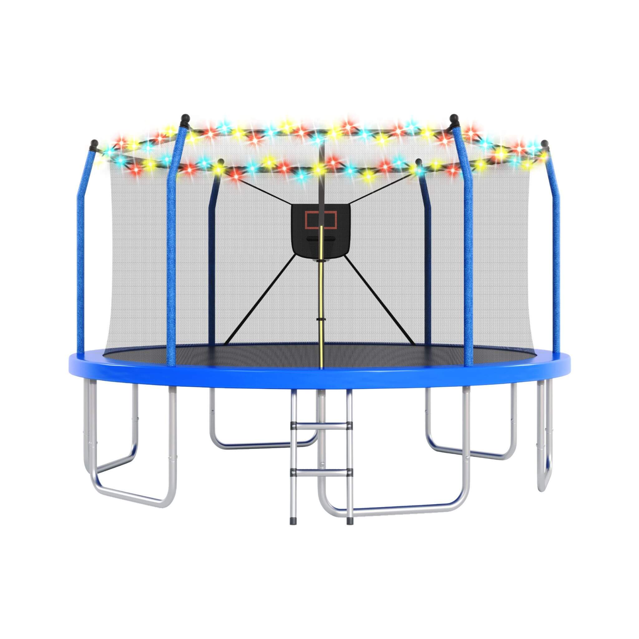 Outdoor Trampoline With LED Lights And Basketball Hoop (SAK69305)