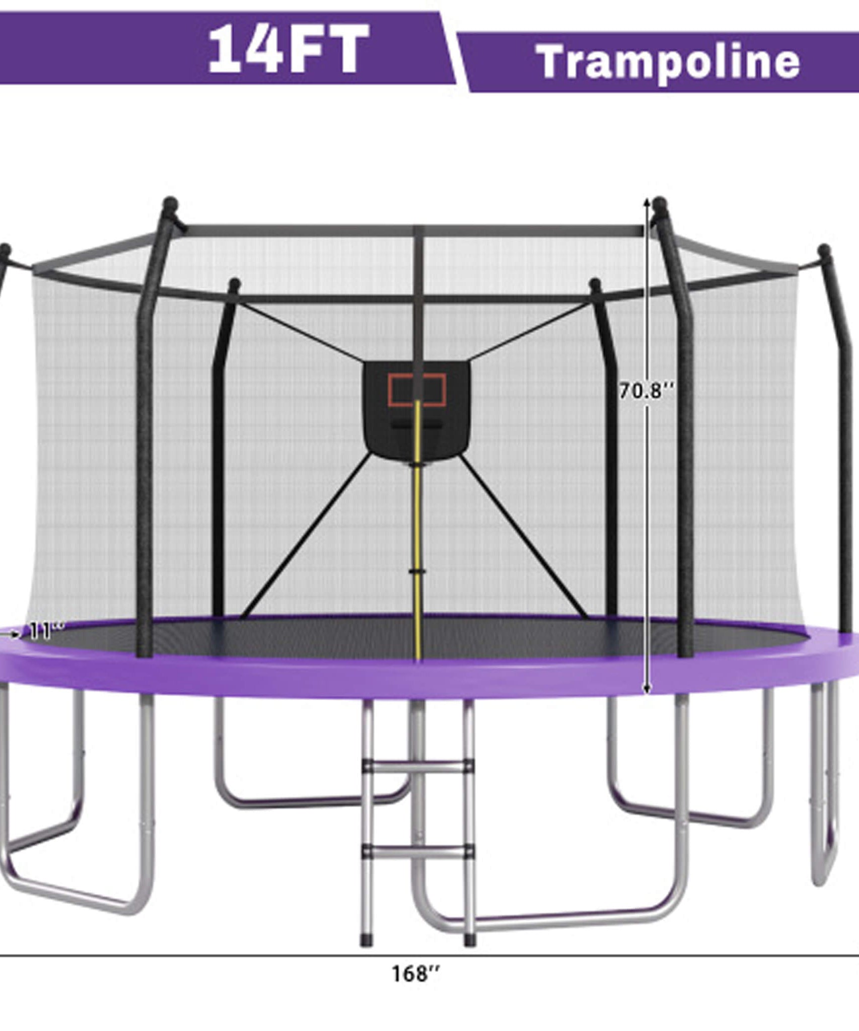 Outdoor Trampoline With LED Lights And Basketball Hoop (SAK69305)