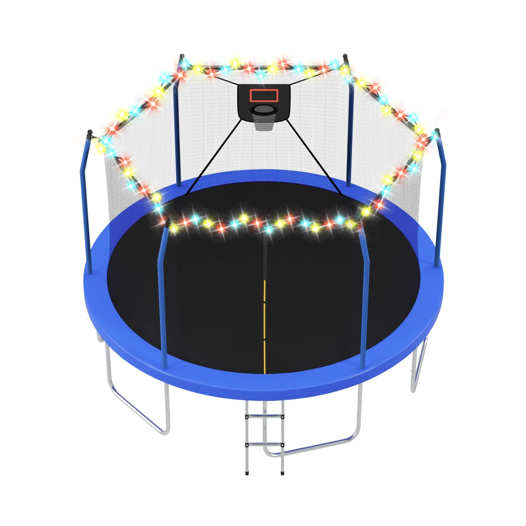 Outdoor Trampoline With LED Lights And Basketball Hoop (SAK69305)