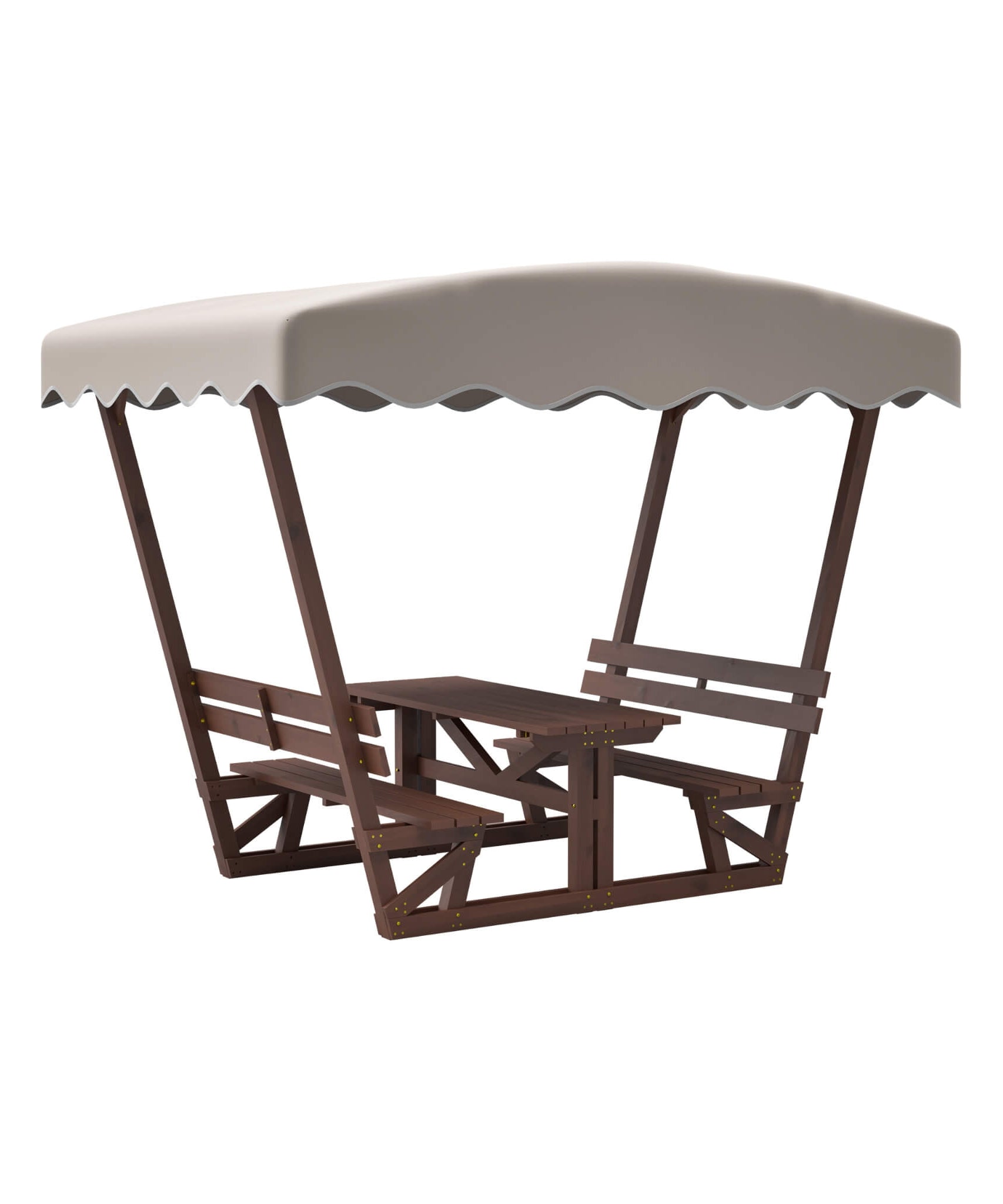 Alora Outdoor Waterproof Wood Picnic Table And Bench Set With Removable Canopy (SAK87135)