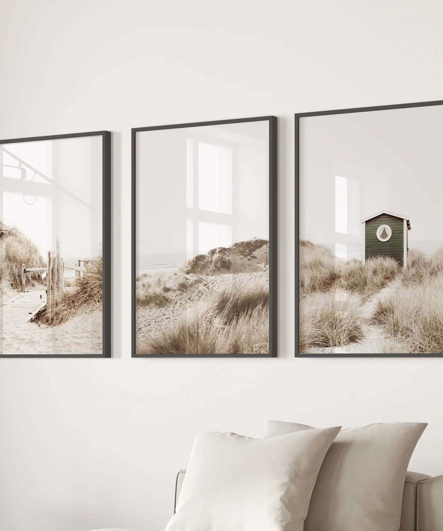 Minimalist Coastal Gallery Wall. Beige Beach Decor Set