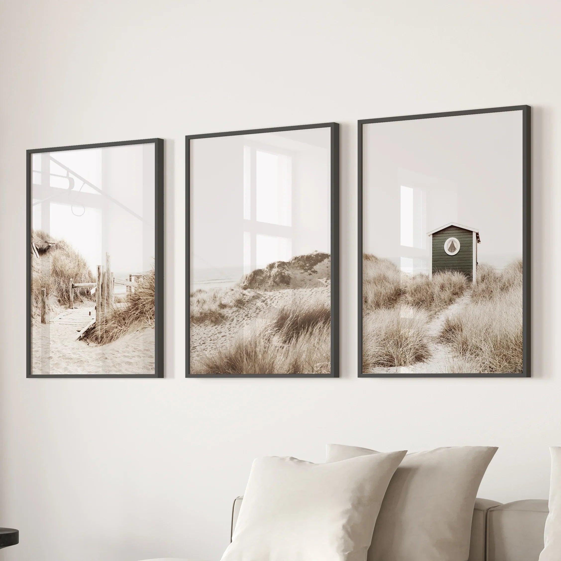 Minimalist Coastal Gallery Wall. Beige Beach Decor Set