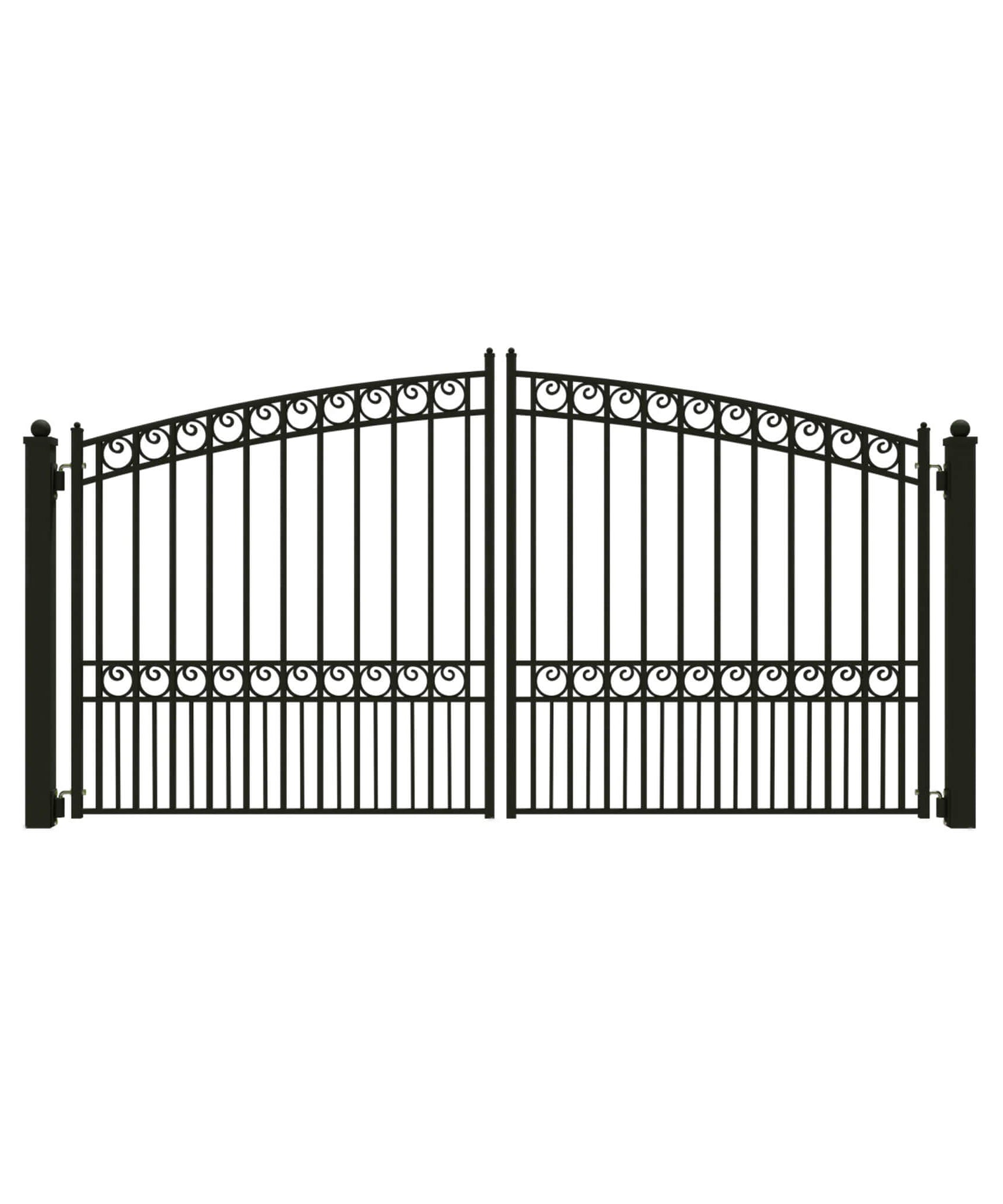 [12-18FT] Heavy-Duty Paris-Style Steel Premium Dual-Swing Driveway Gate (SAK97031)