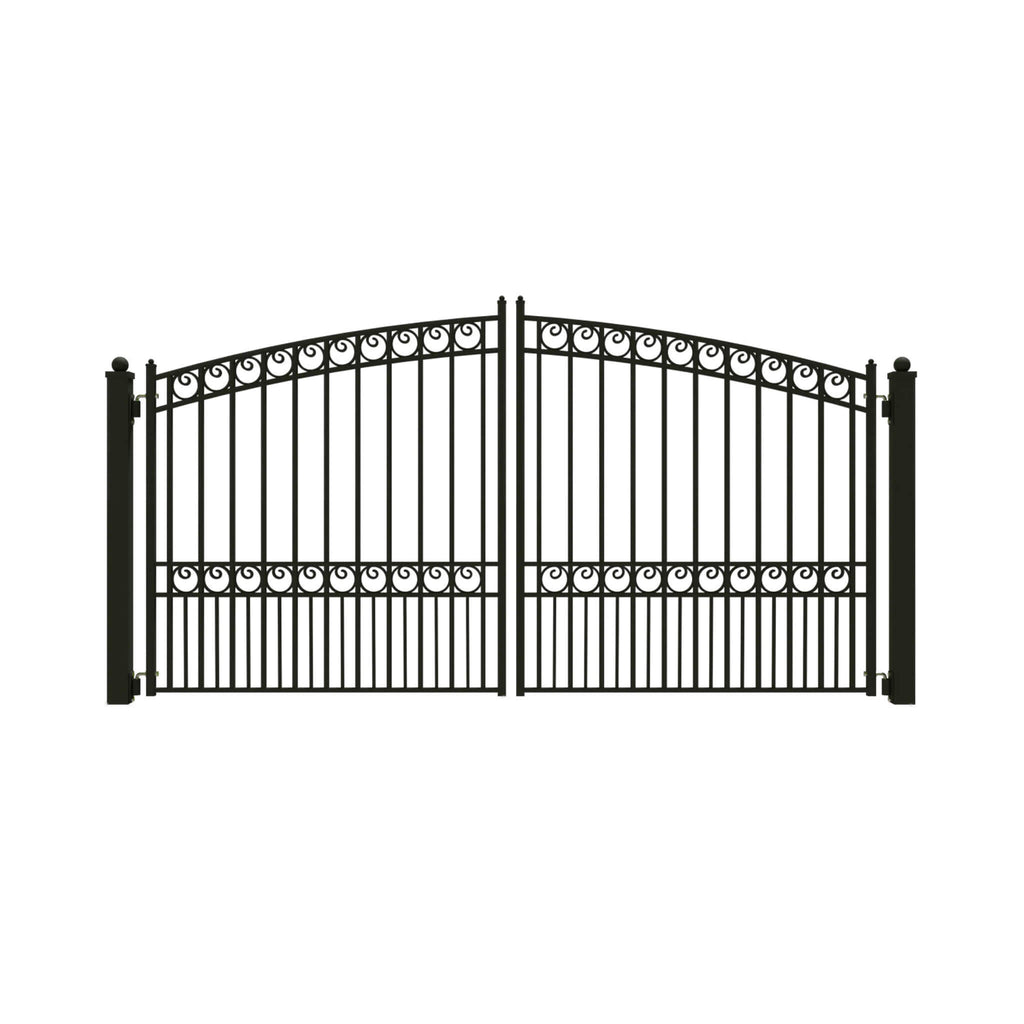 [12-18FT] Heavy-Duty Paris-Style Steel Premium Dual-Swing Driveway Gate (SAK97031)